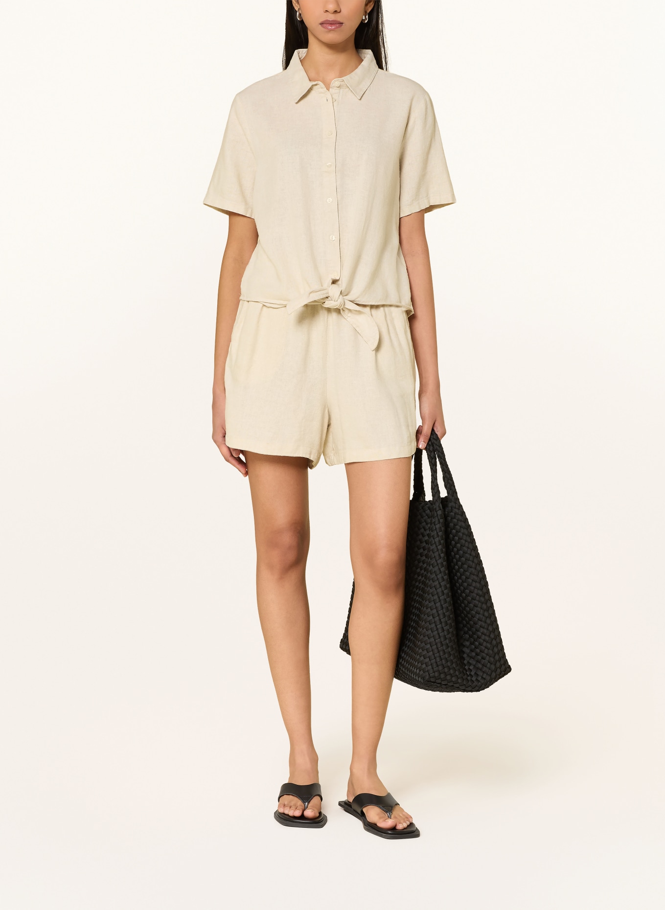 ICHI Hemdbluse IHLINNO mit Leinen: ECRU