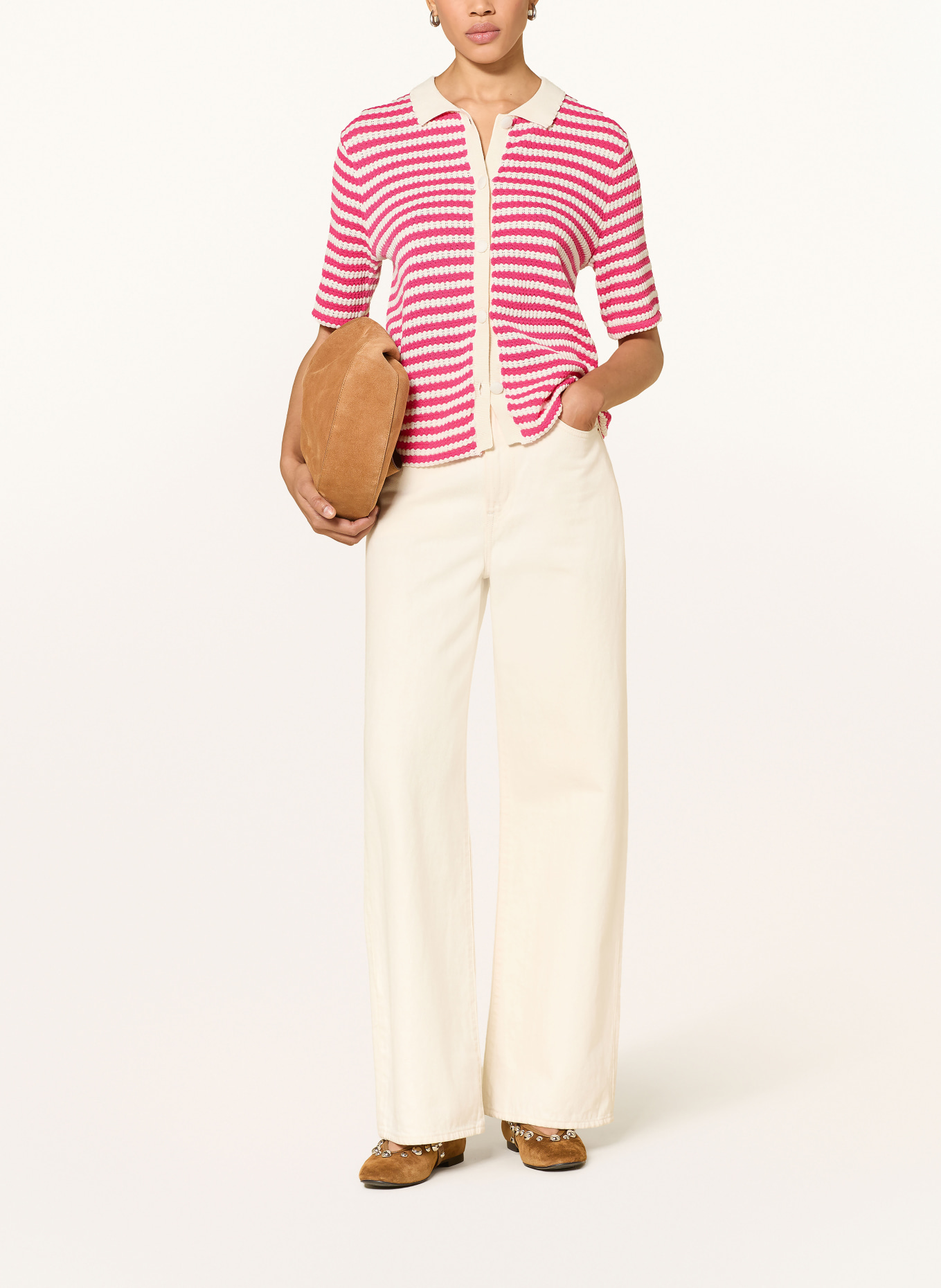 ICHI Strickjacke IHLORIANNA: PINK / CREME