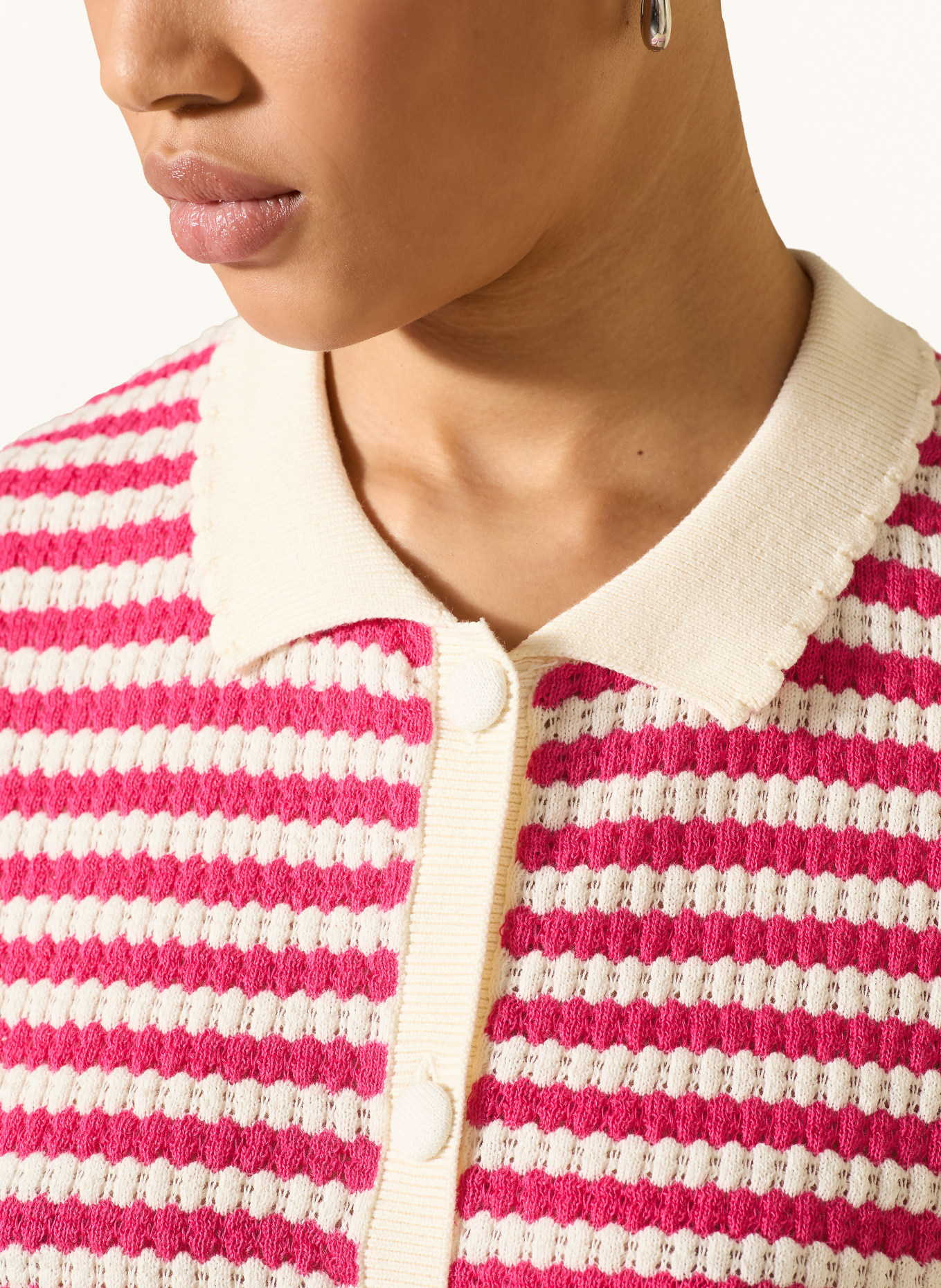 ICHI Strickjacke IHLORIANNA: PINK / CREME