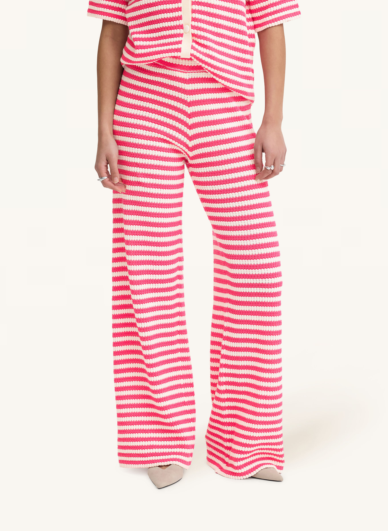 ICHI Strickhose IHLORIANNA: PINK / CREME