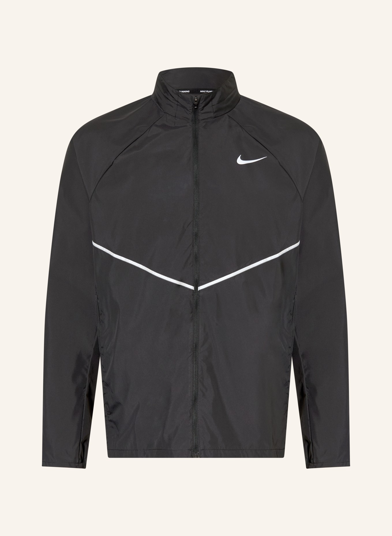 Nike Laufjacke MILER: SCHWARZ / HELLGRAU