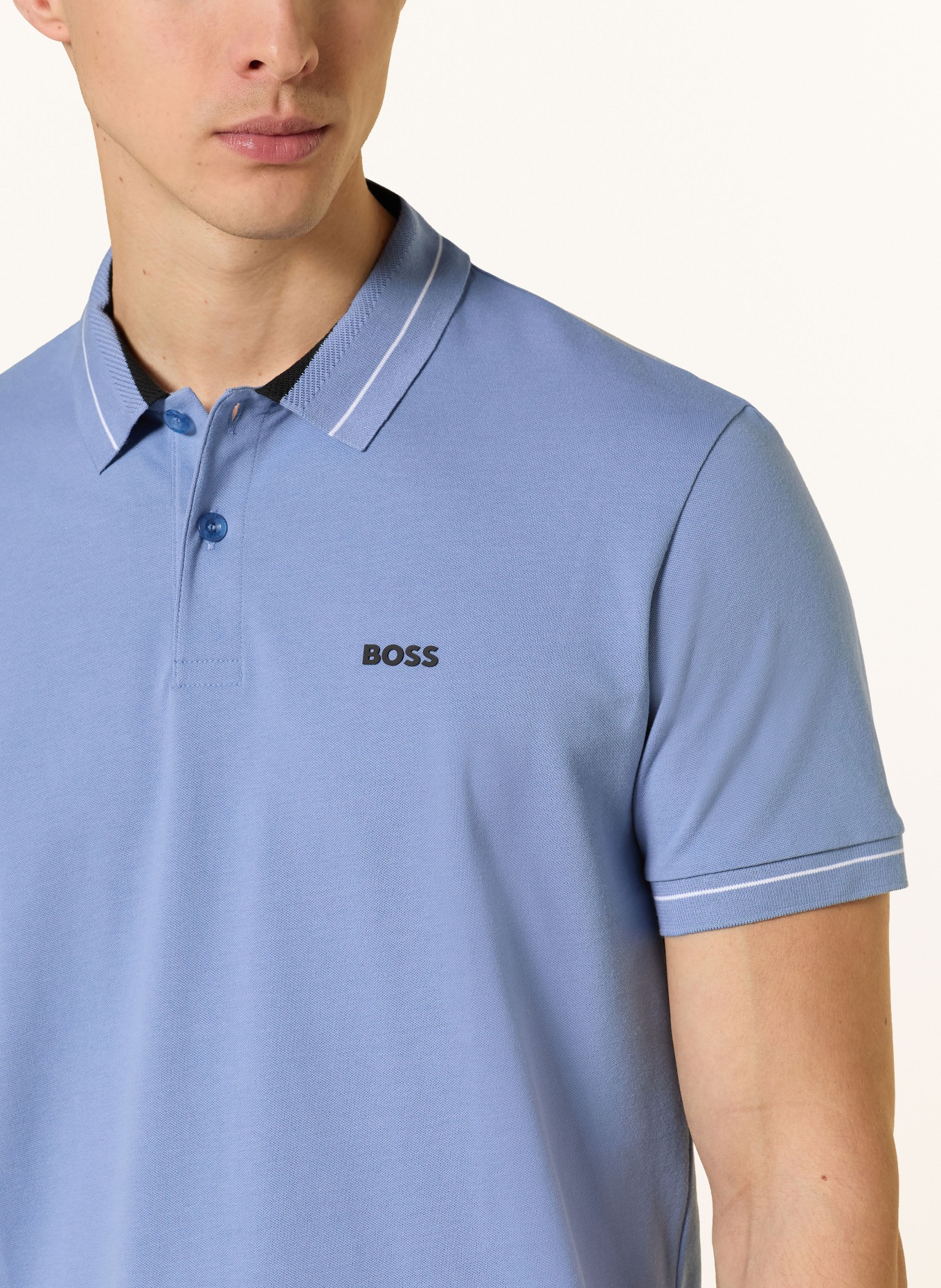 BOSS Polo piqué MEMBER coupe classique: BLEU CLAIR