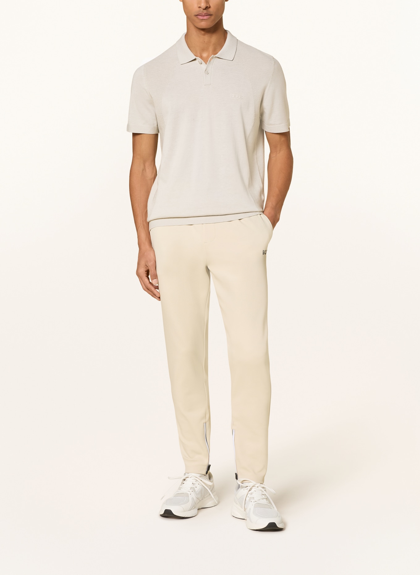 BOSS Strick-Poloshirt MOMENTUM LITE Regular Fit: BEIGE
