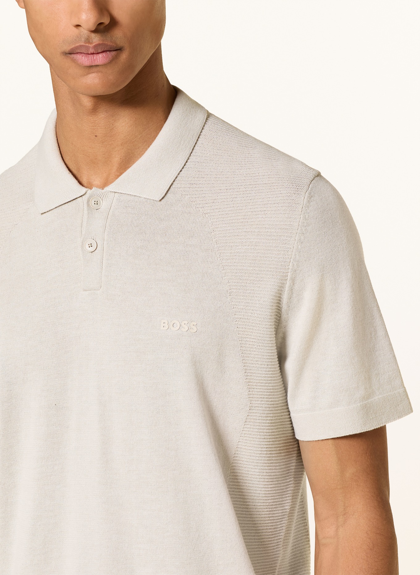 BOSS Strick-Poloshirt MOMENTUM LITE Regular Fit: BEIGE