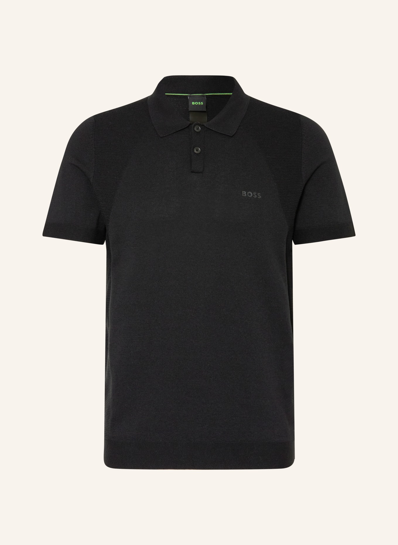 BOSS Strick-Poloshirt MOMENTUM LITE Regular Fit: SCHWARZ
