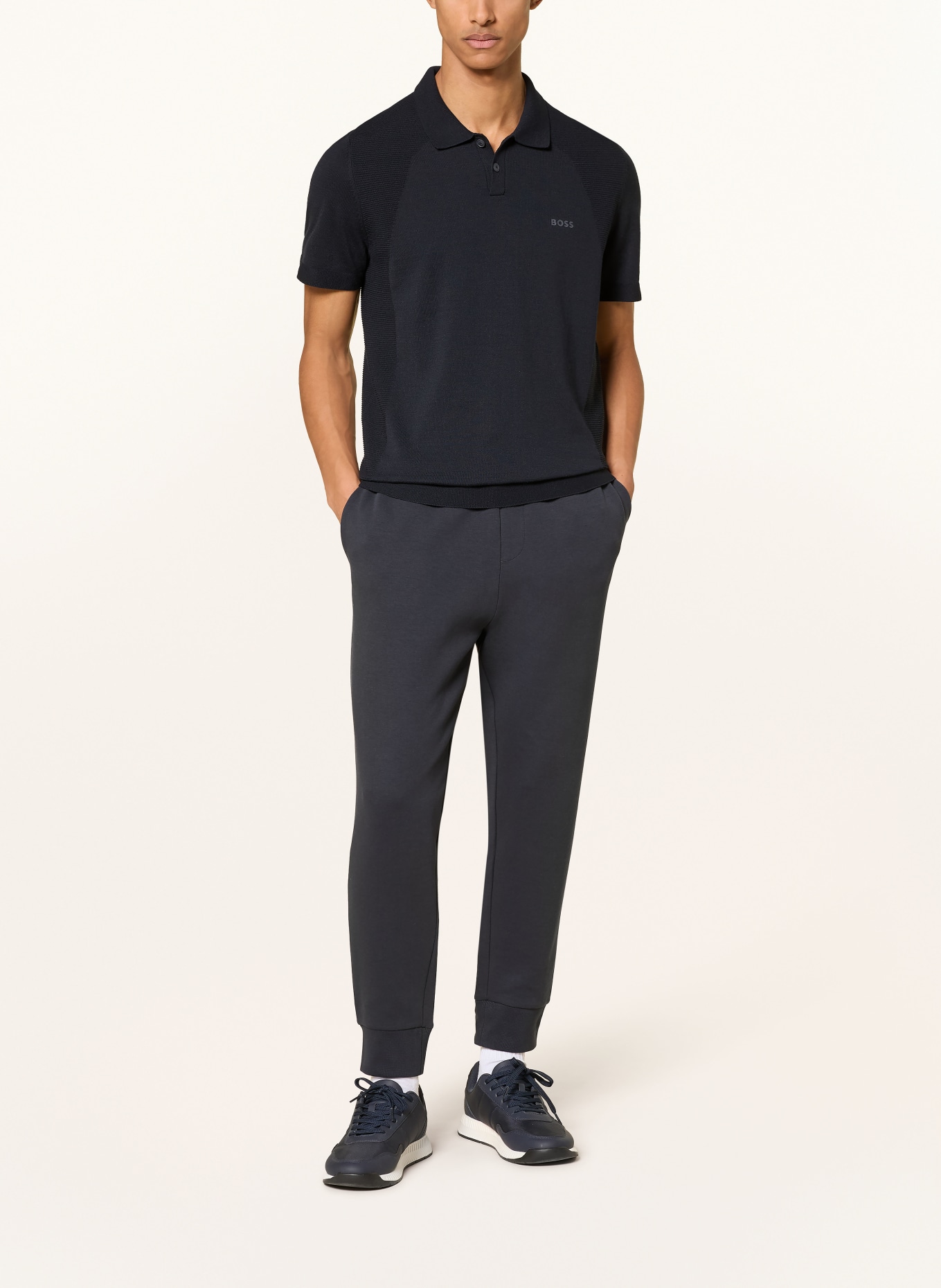 BOSS Strick-Poloshirt MOMENTUM LITE Regular Fit: DUNKELBLAU