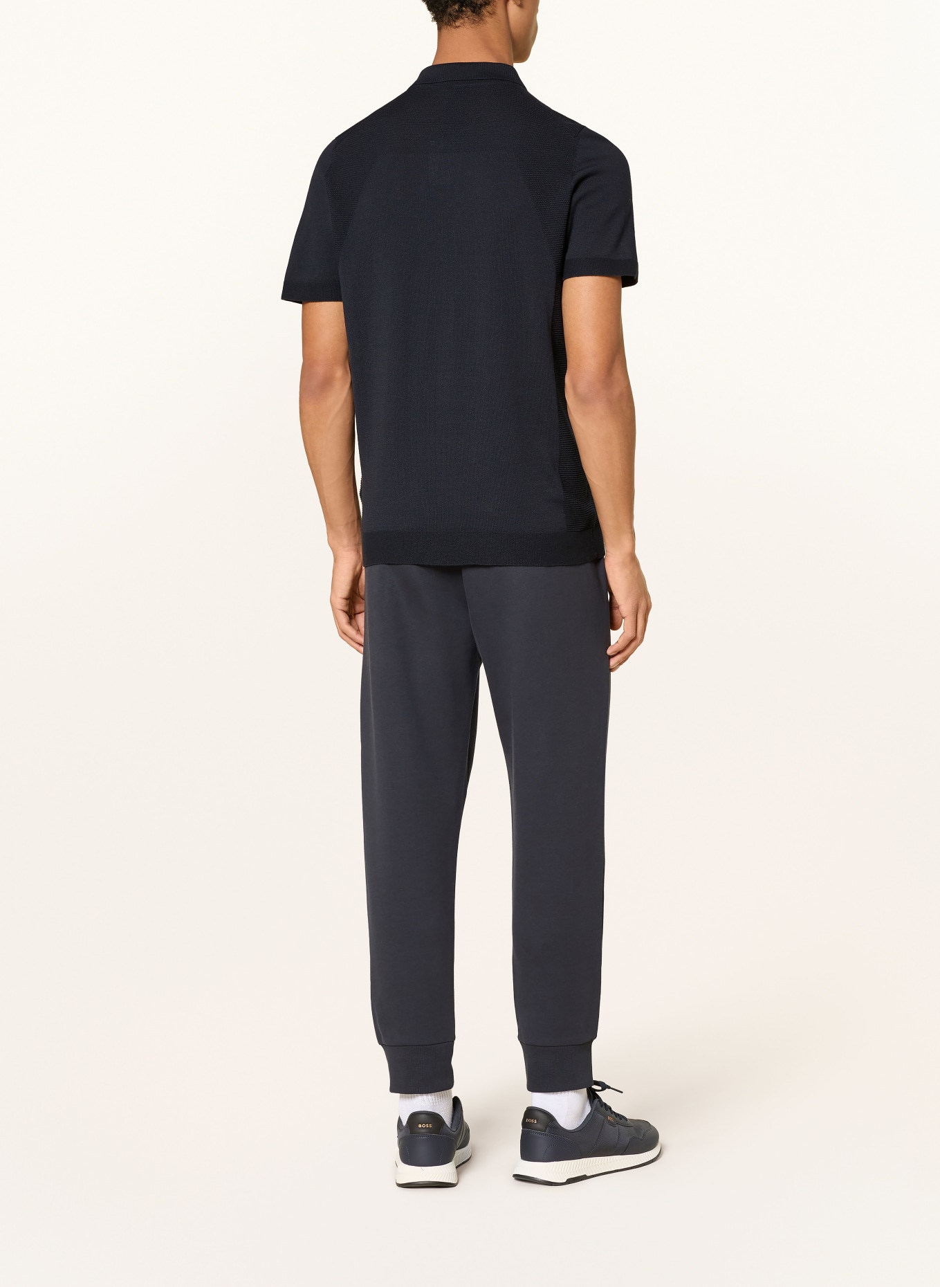 BOSS Strick-Poloshirt MOMENTUM LITE Regular Fit: DUNKELBLAU