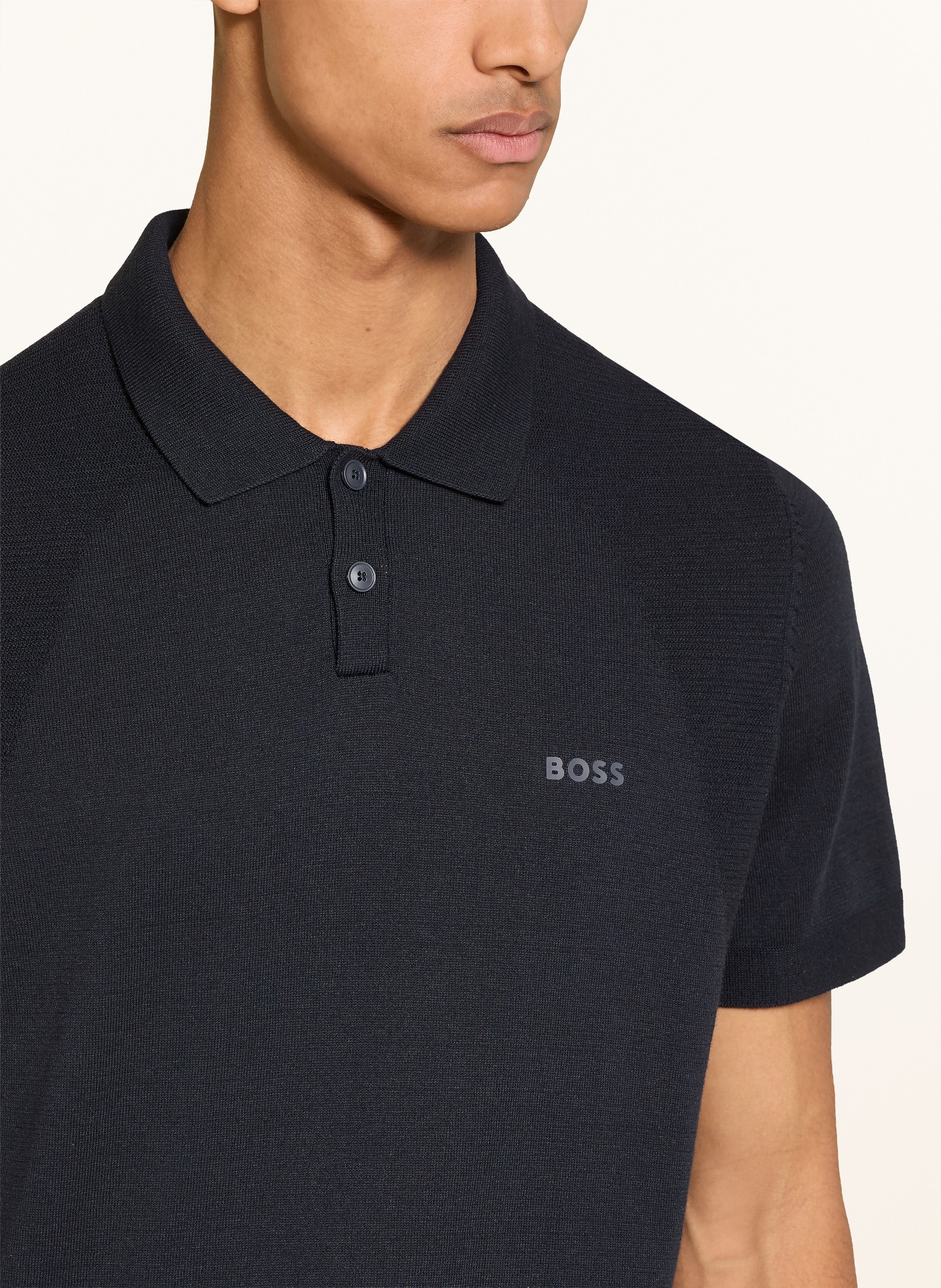 BOSS Strick-Poloshirt MOMENTUM LITE Regular Fit: DUNKELBLAU