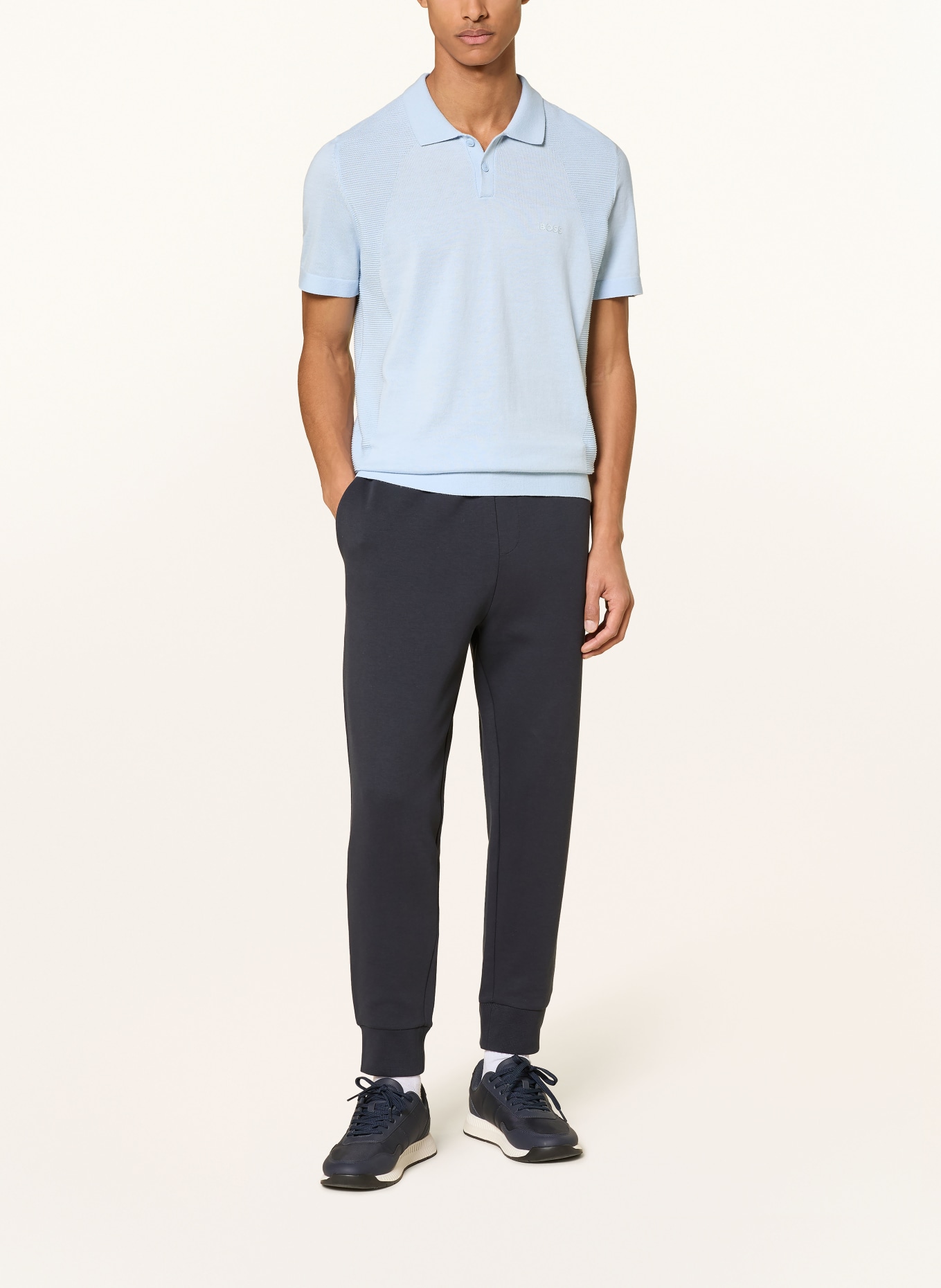 BOSS Strick-Poloshirt MOMENTUM LITE  Regular Fit: HELLBLAU