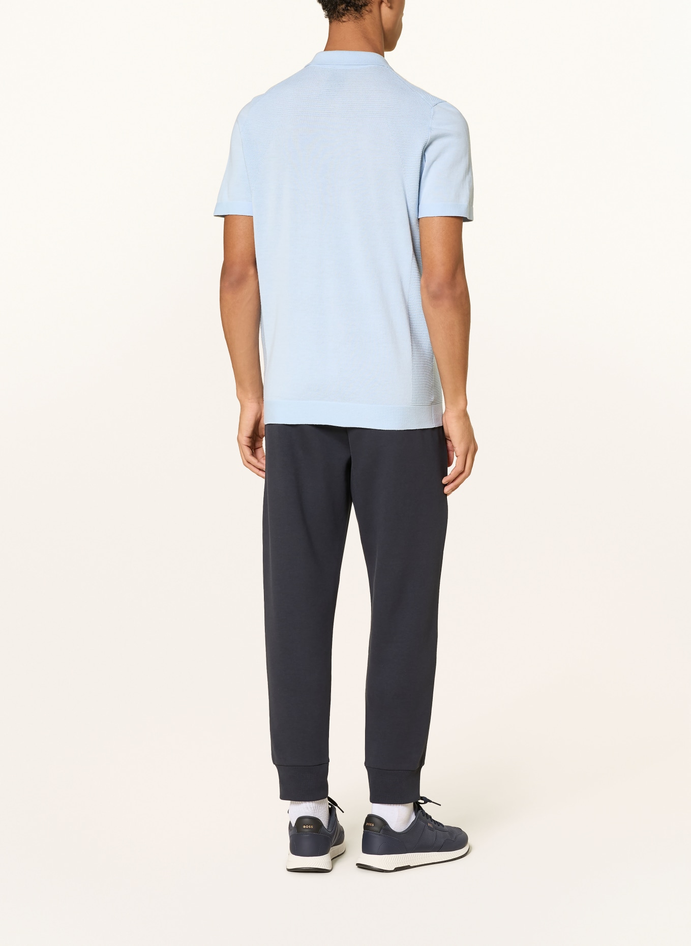 BOSS Strick-Poloshirt MOMENTUM LITE  Regular Fit: HELLBLAU