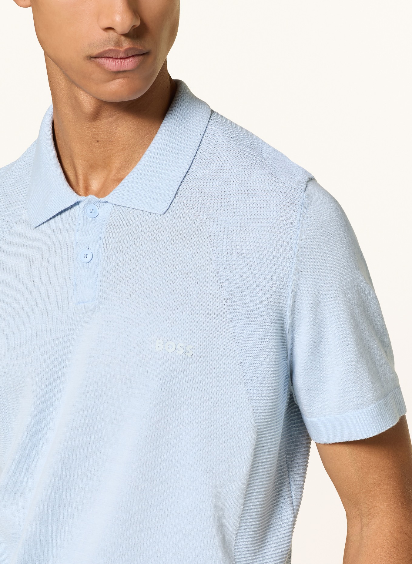 BOSS Strick-Poloshirt MOMENTUM LITE  Regular Fit: HELLBLAU