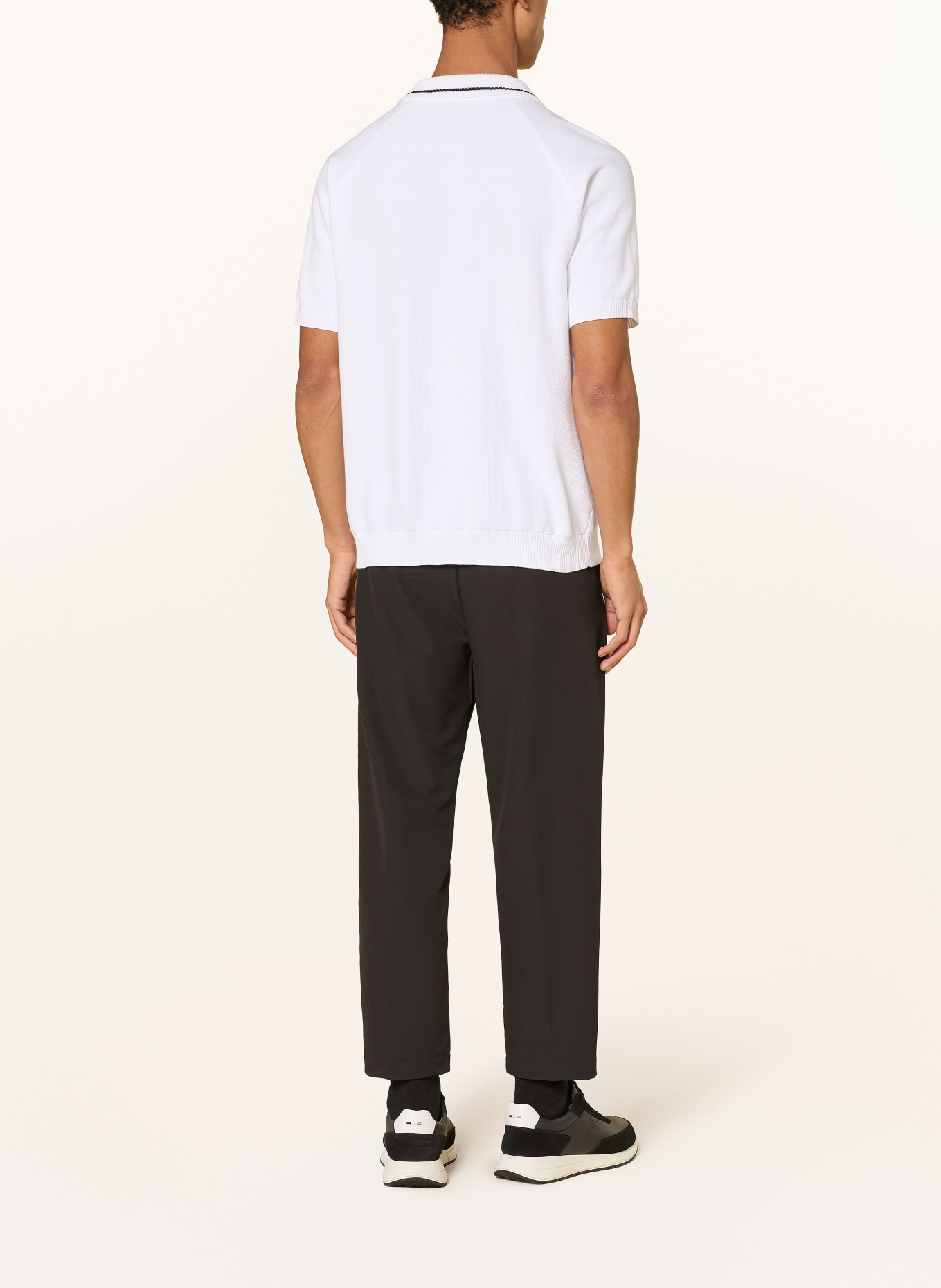 BOSS Knit polo shirt: WHITE / BLACK