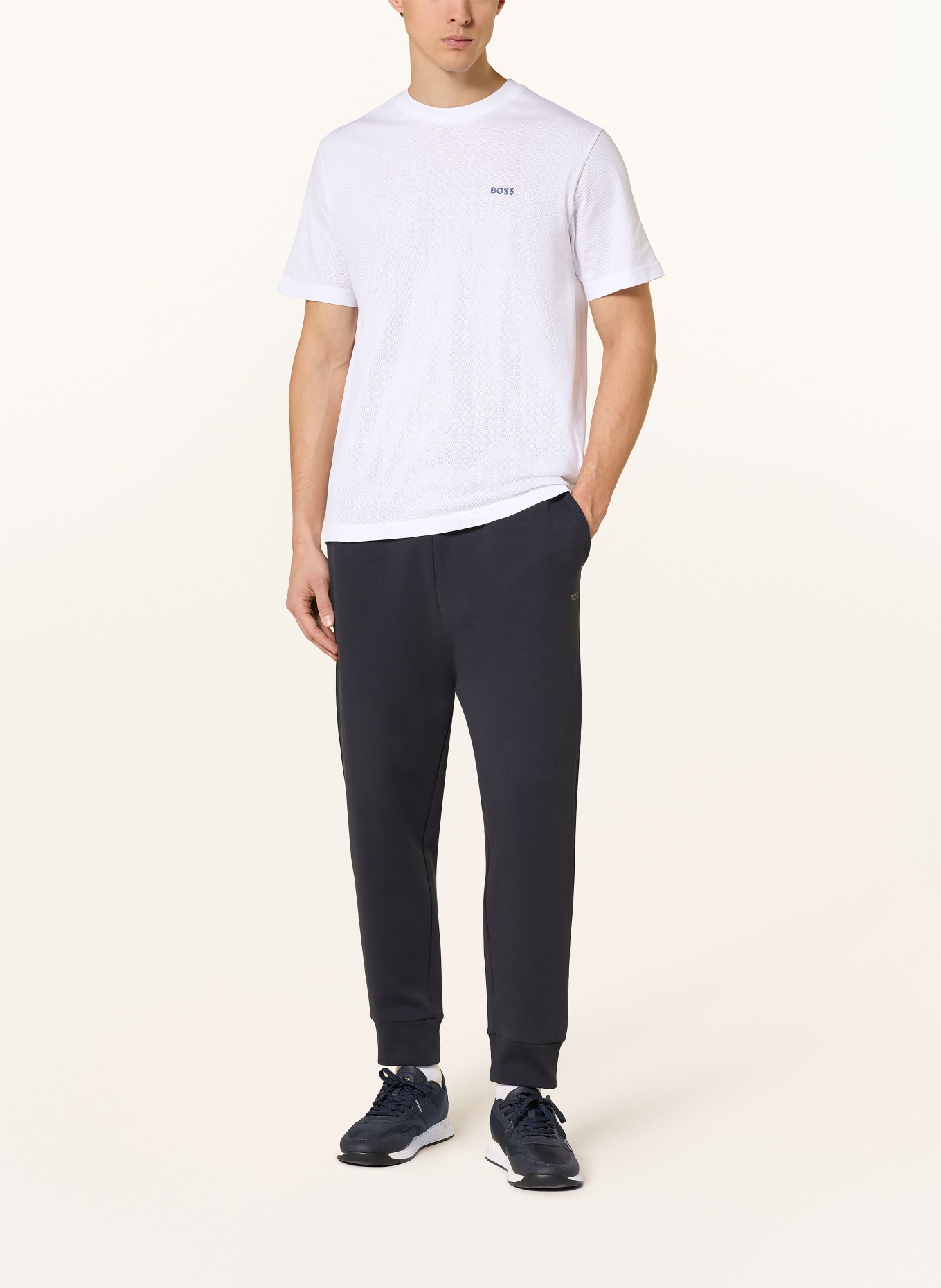 BOSS T-Shirt MEMBER aus Mesh: WEISS