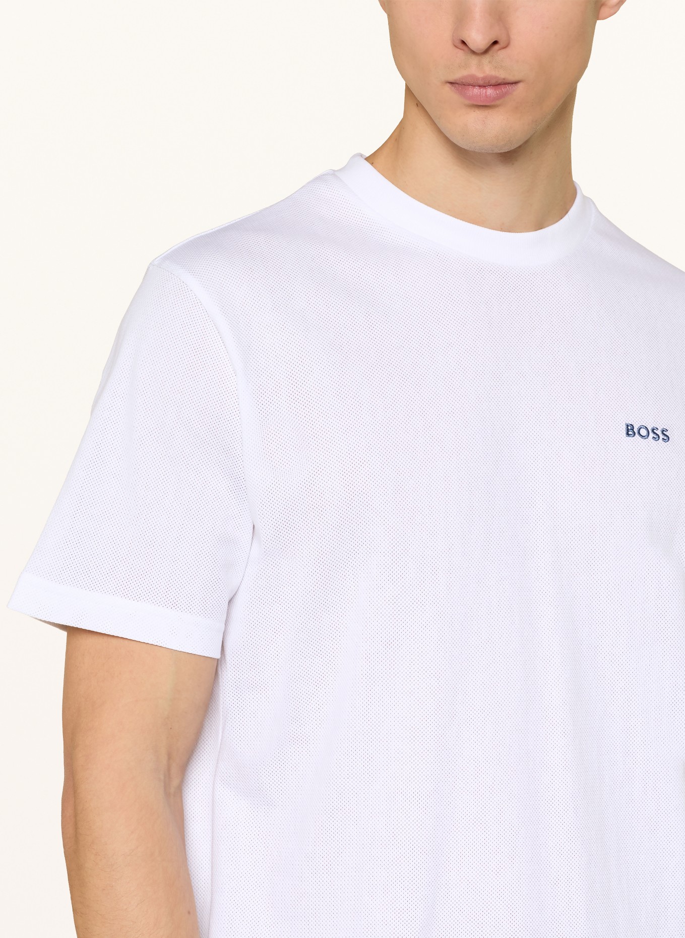 BOSS T-Shirt MEMBER aus Mesh: WEISS