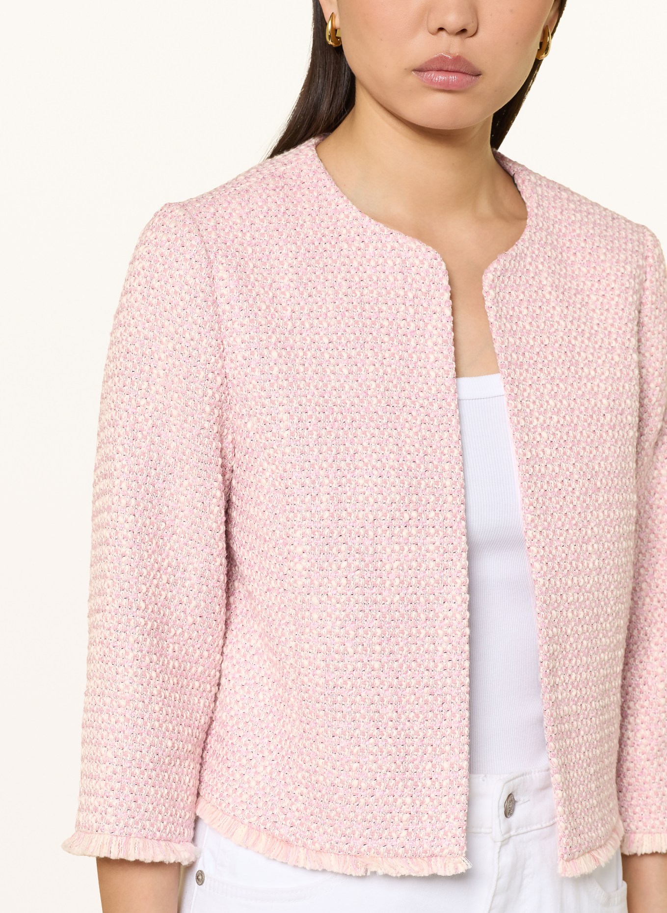Betty Barclay Tweed-Blazer mit 3/4-Arm und Glitzergarn: ROSA / CREME