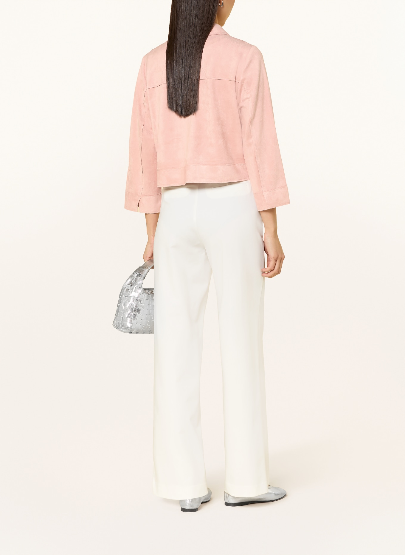 Betty Barclay Faux leather jacket with 3/4 sleeves: ROSE