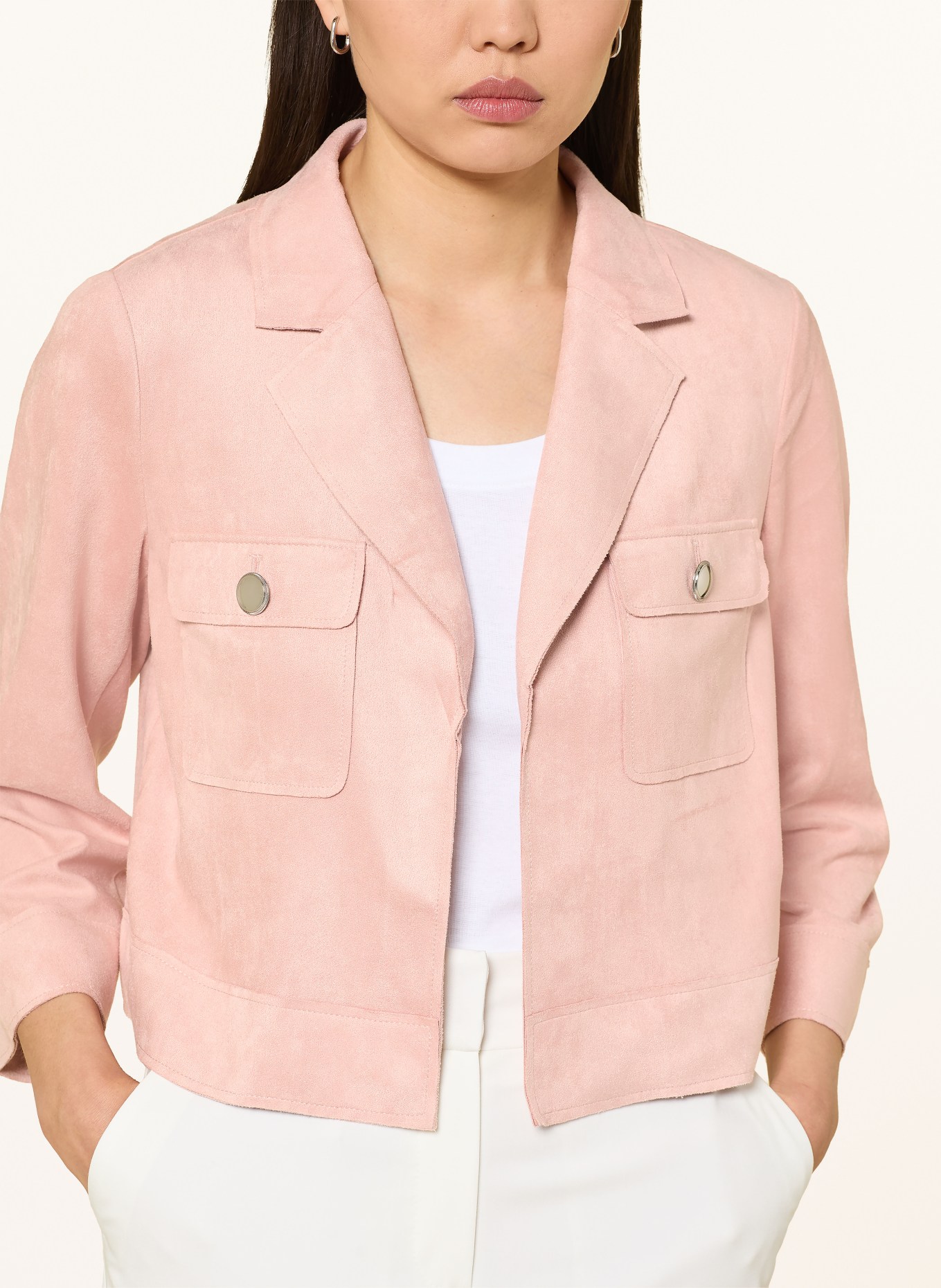Betty Barclay Faux leather jacket with 3/4 sleeves: ROSE