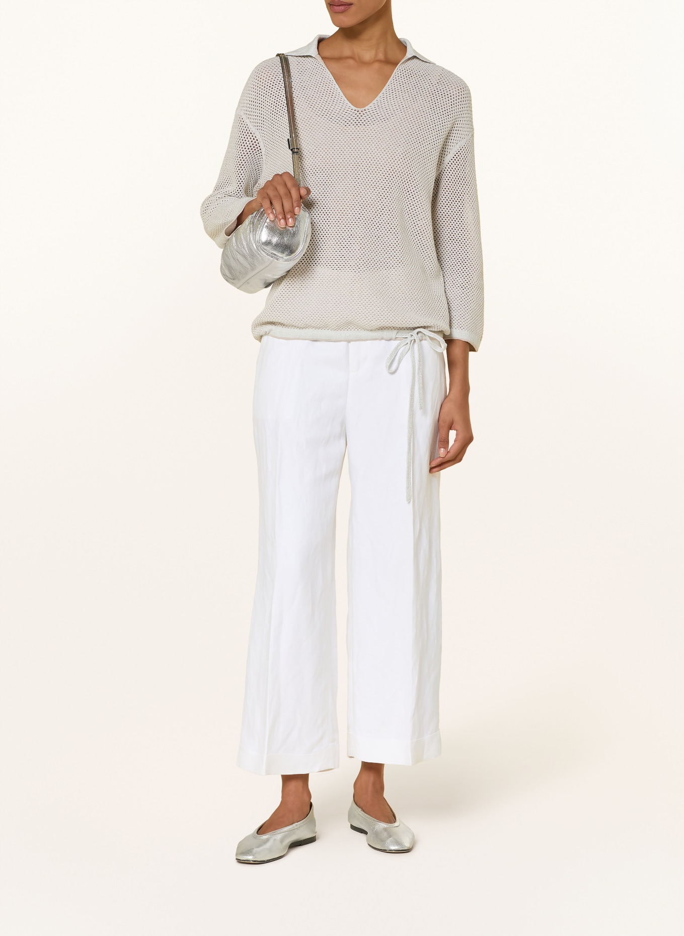 Betty Barclay Pull à fils pailletés et manches 3/4: BEIGE