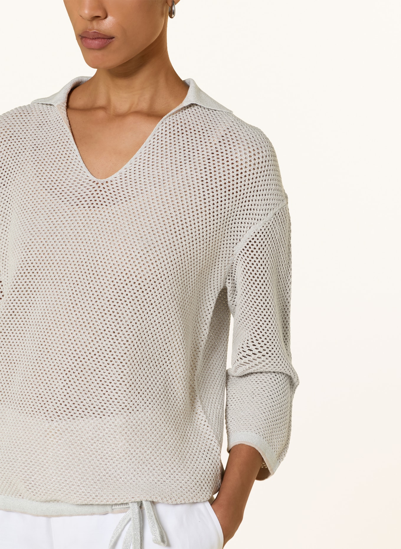 Betty Barclay Pull à fils pailletés et manches 3/4: BEIGE