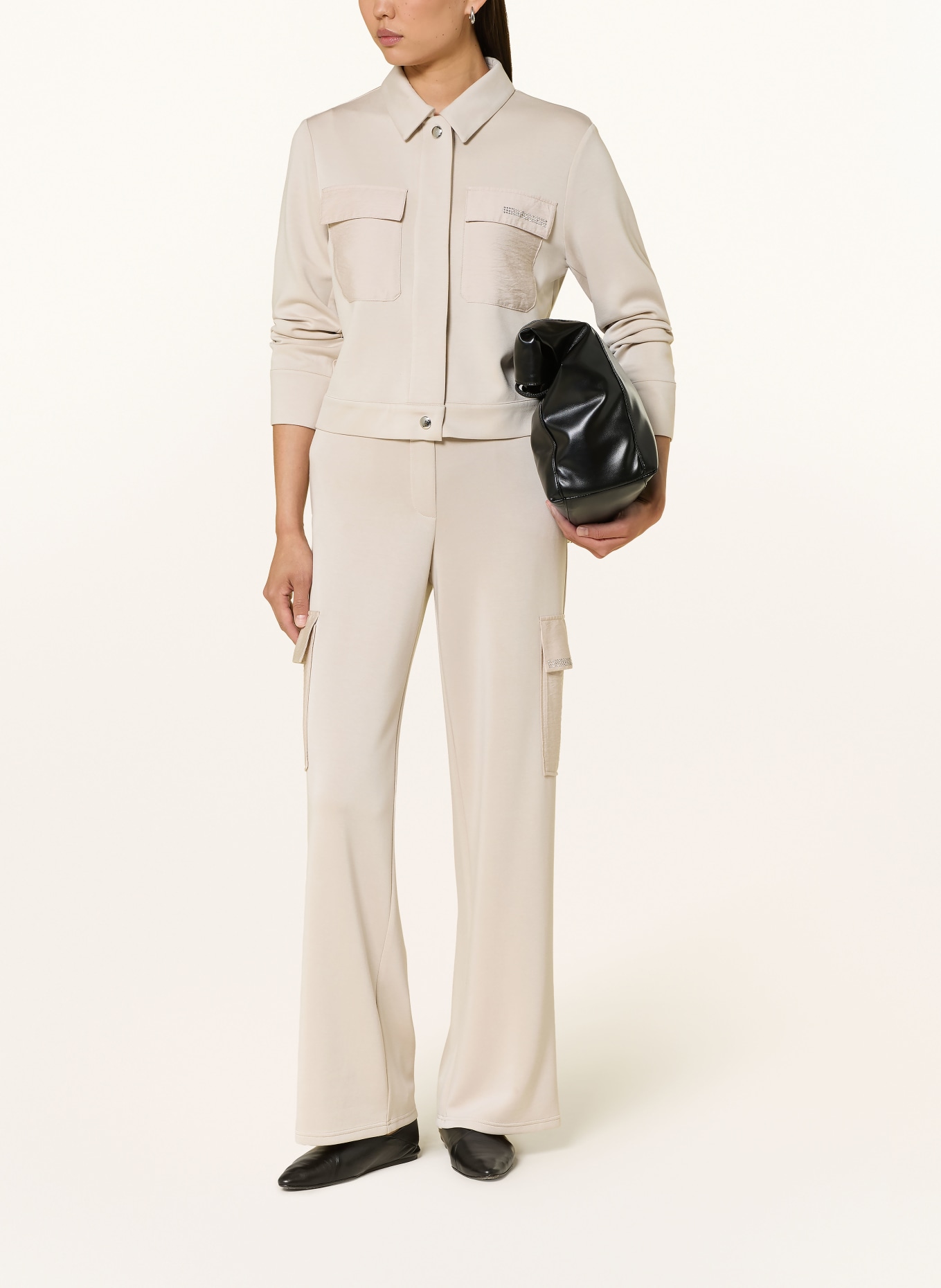 Betty Barclay Cargo pants with rhinestones: BEIGE