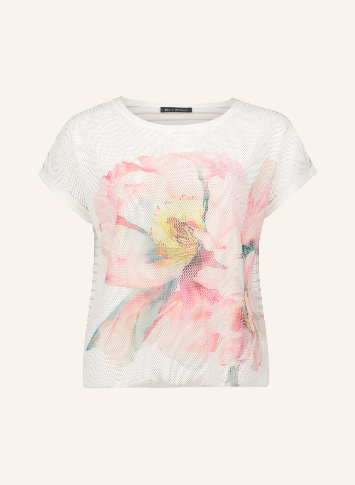Betty Barclay T-shirt van verschillende materialen: CRÈME / ROSÉ