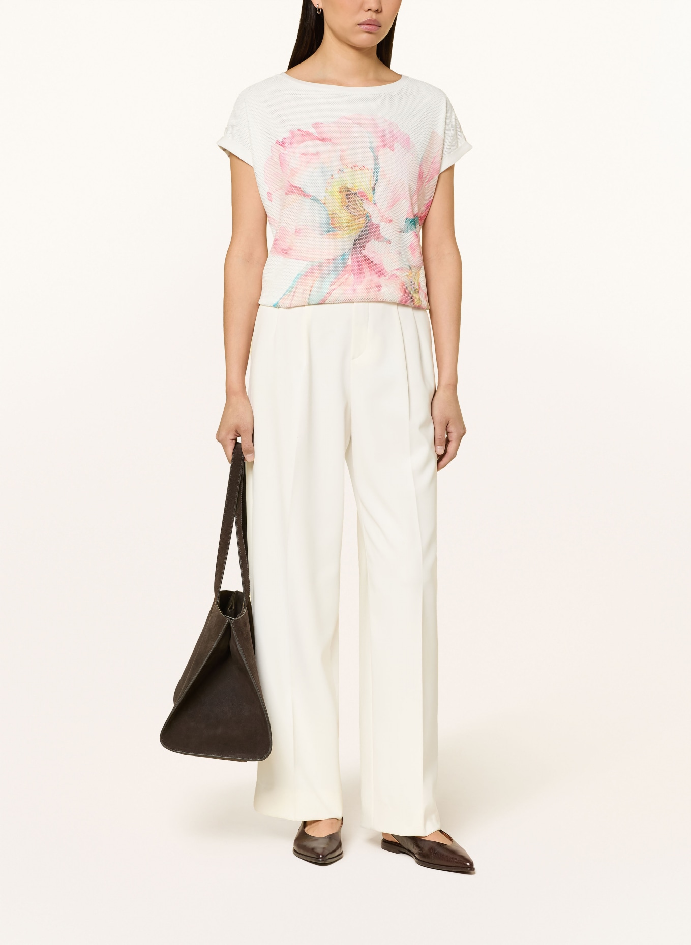 Betty Barclay T-shirt van verschillende materialen: CRÈME / ROSÉ