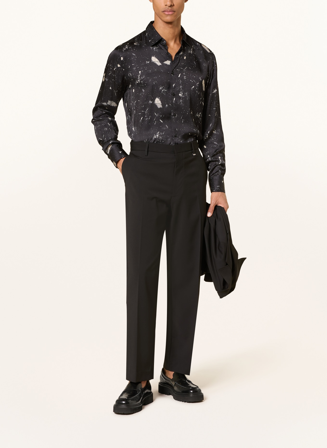 I'M BRIAN Overhemd met slanke pasvorm: ZWART / CRÈME