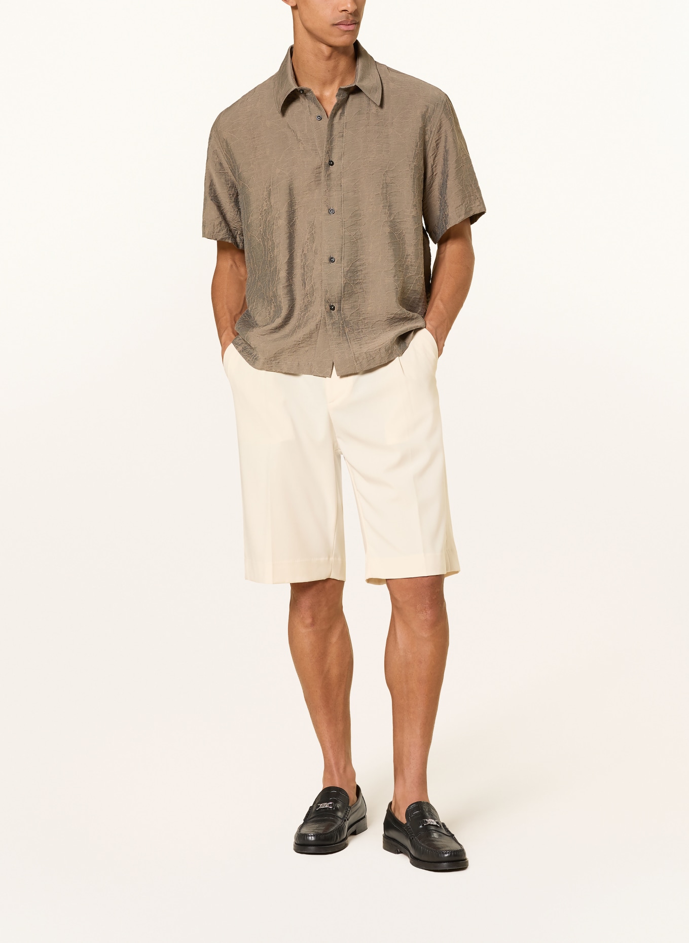 I'M BRIAN Kurzarm-Hemd Comfort Fit: TAUPE
