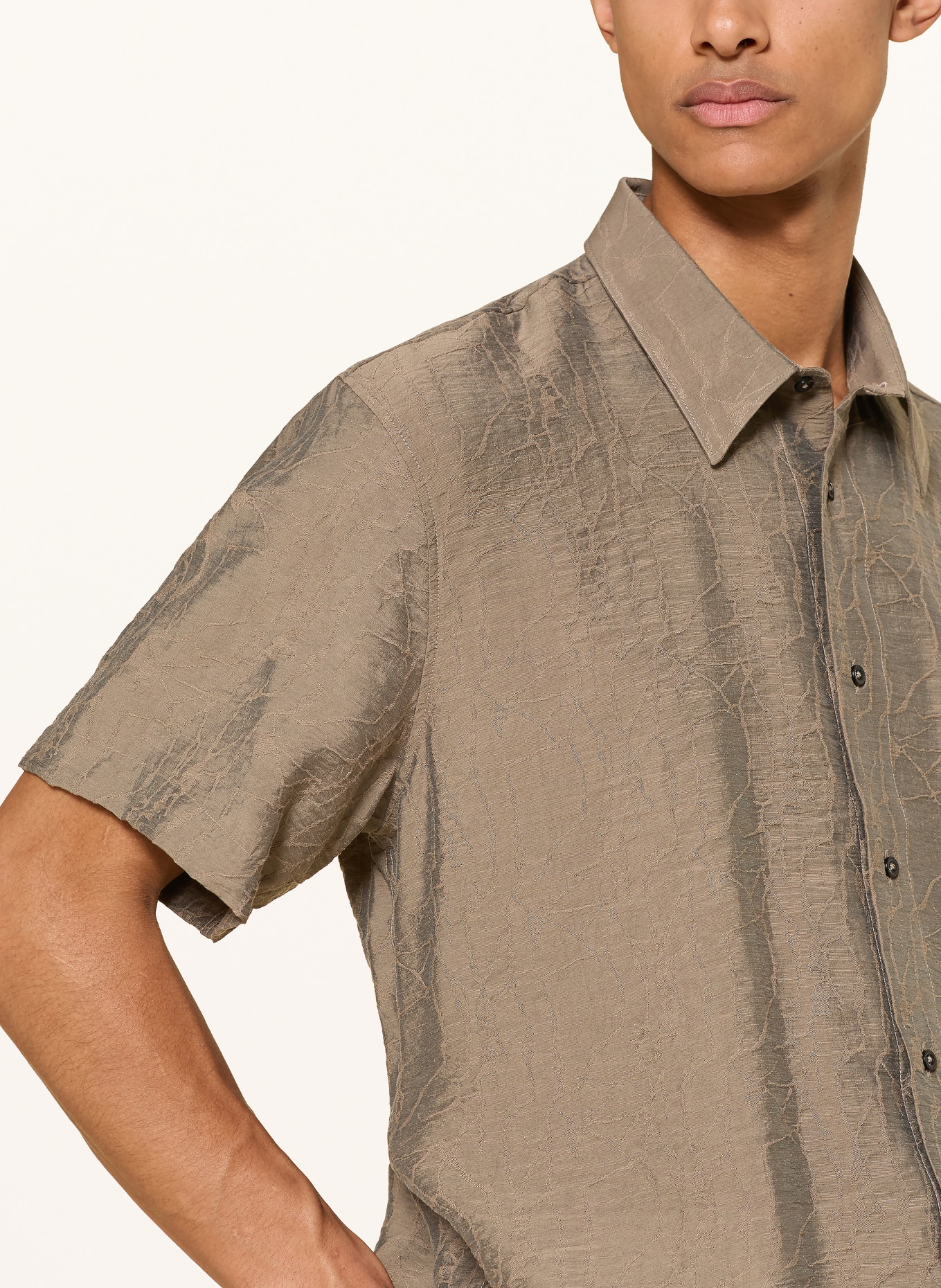 I'M BRIAN Kurzarm-Hemd Comfort Fit: TAUPE