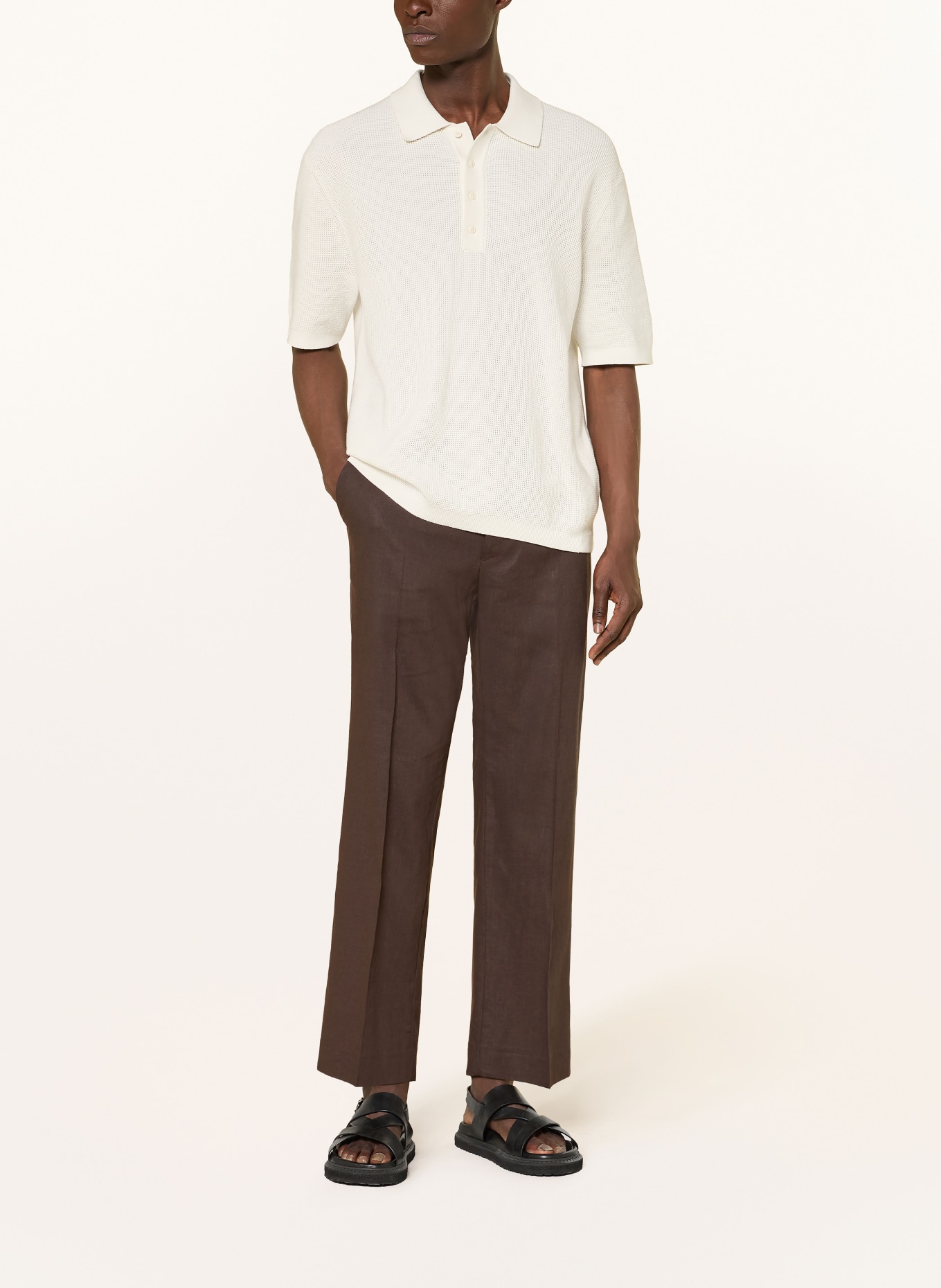 I'M BRIAN Regular-fit dress pants with linen: MORO