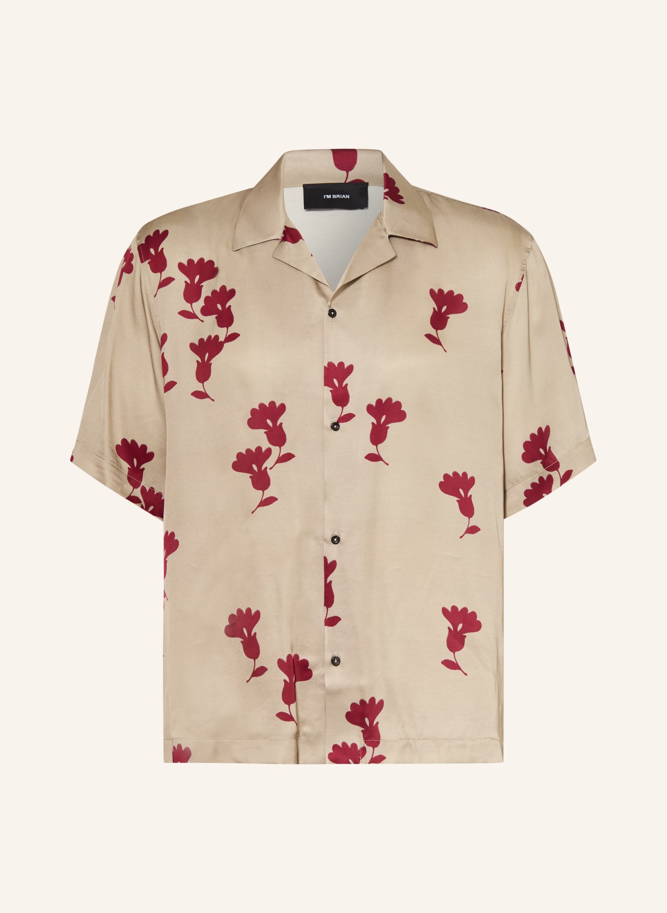 I'M BRIAN Resorthemd: KHAKI / DUNKELROT