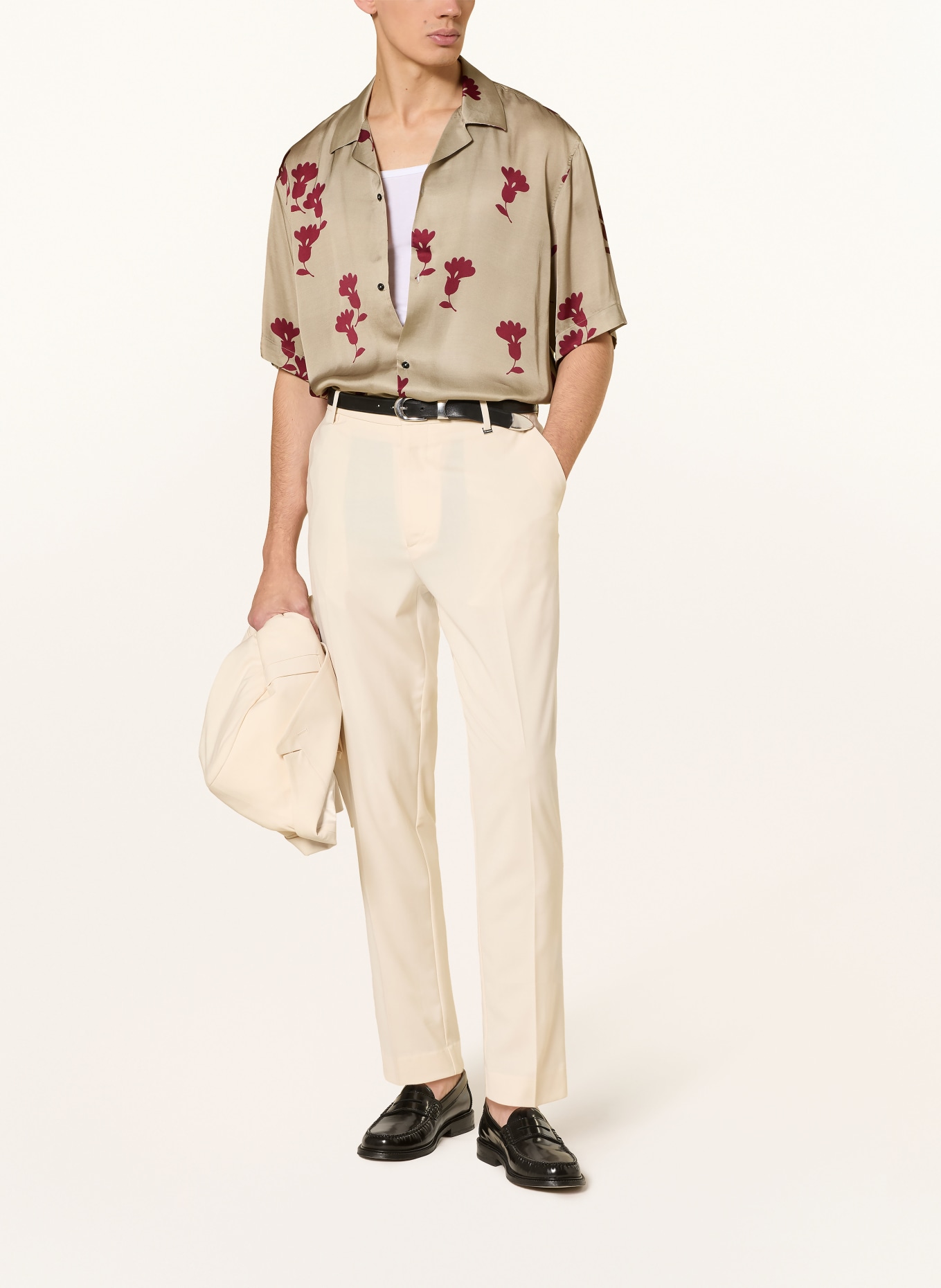 I'M BRIAN Resorthemd: KHAKI / DUNKELROT