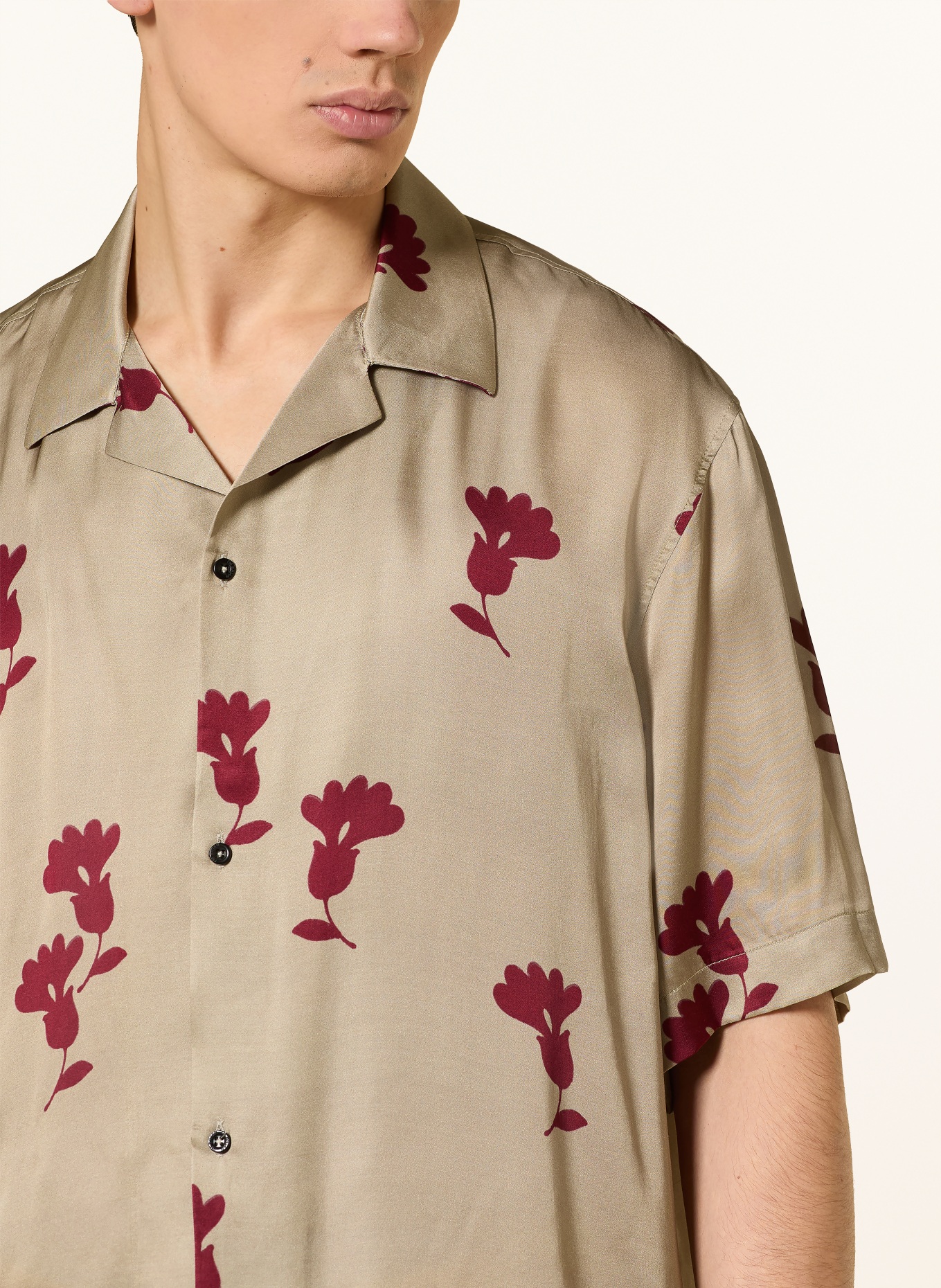 I'M BRIAN Resorthemd: KHAKI / DUNKELROT