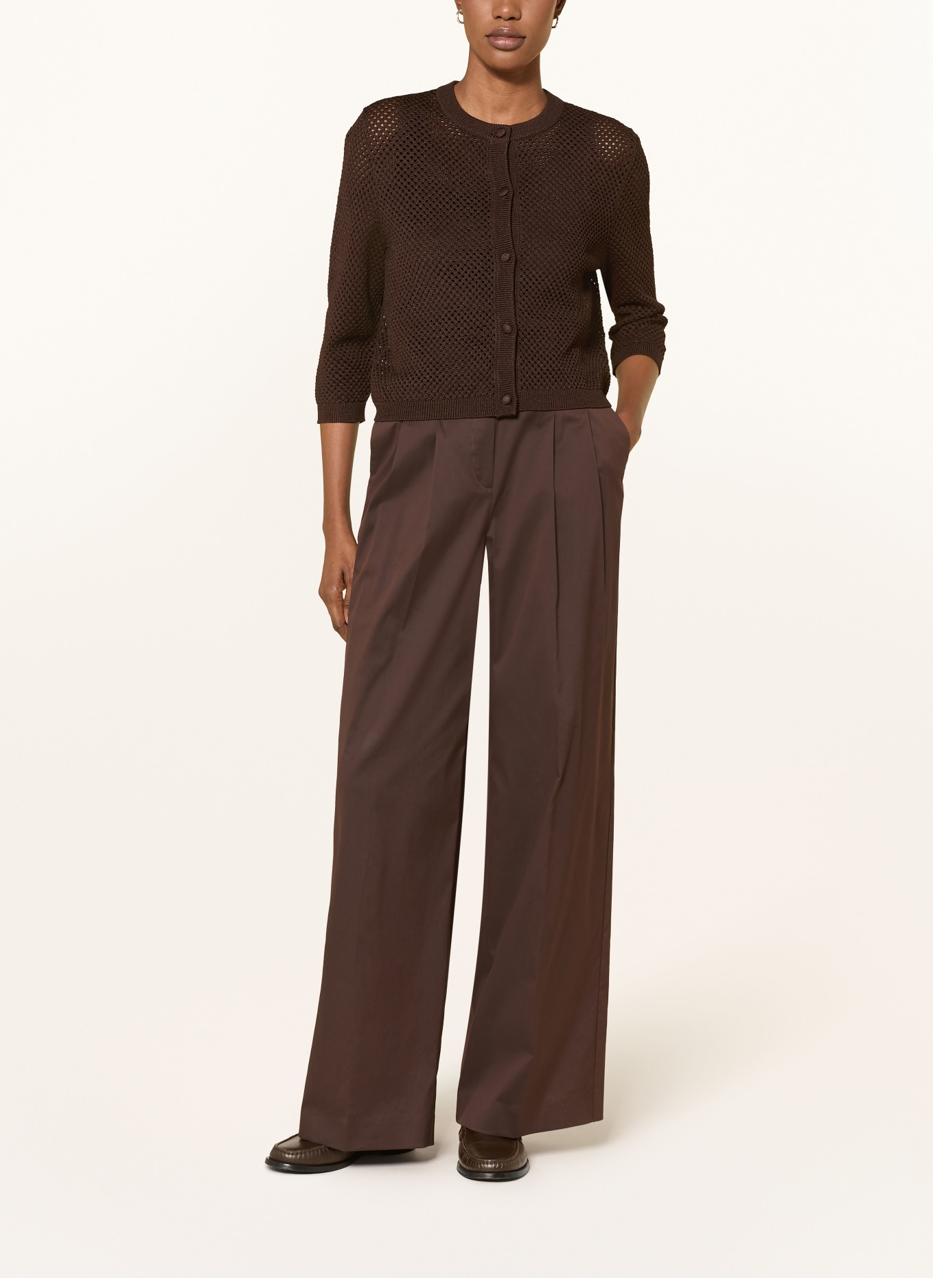 windsor. Strickjacke mit 3/4-Arm: DUNKELBRAUN