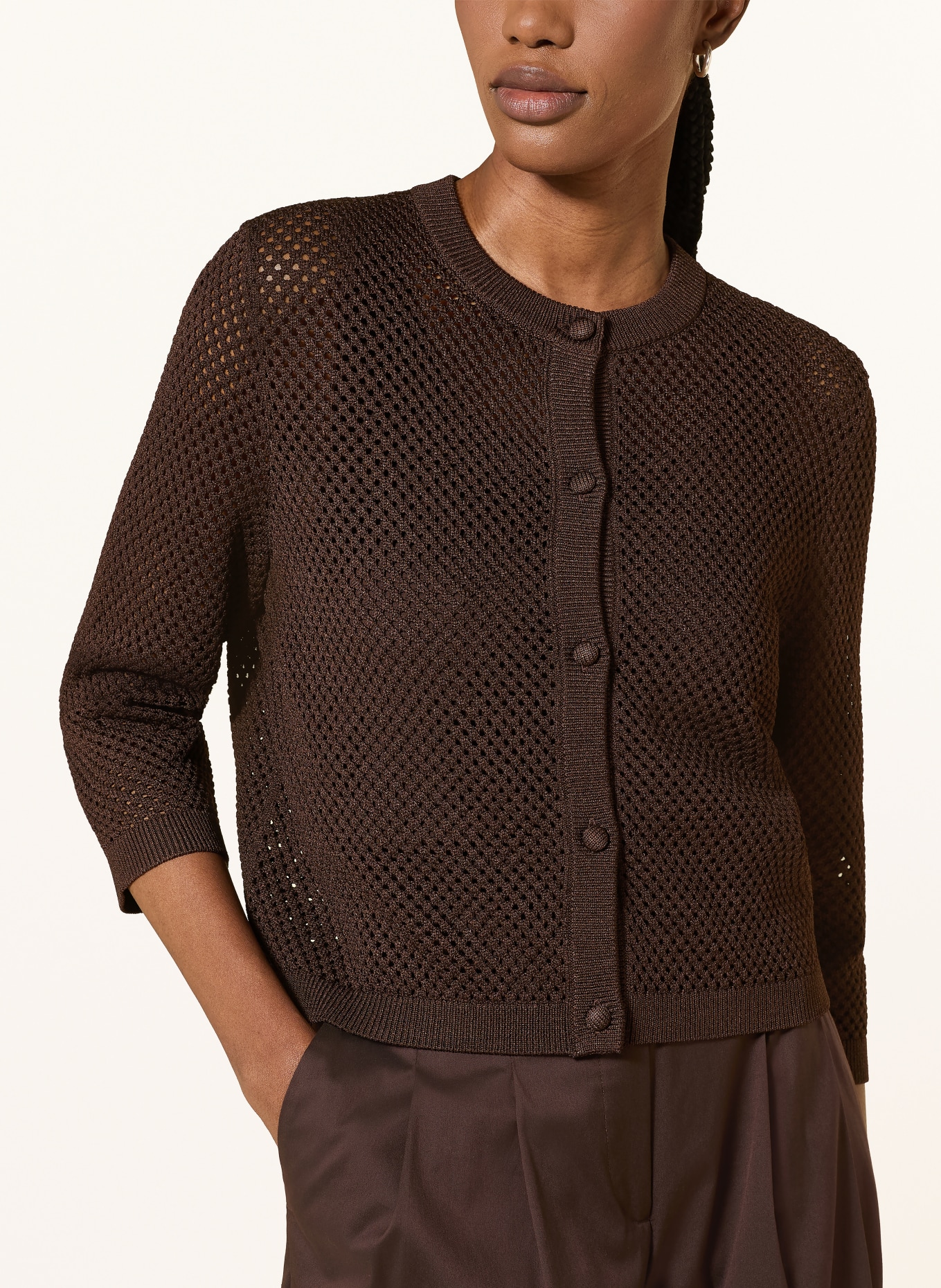 windsor. Strickjacke mit 3/4-Arm: DUNKELBRAUN