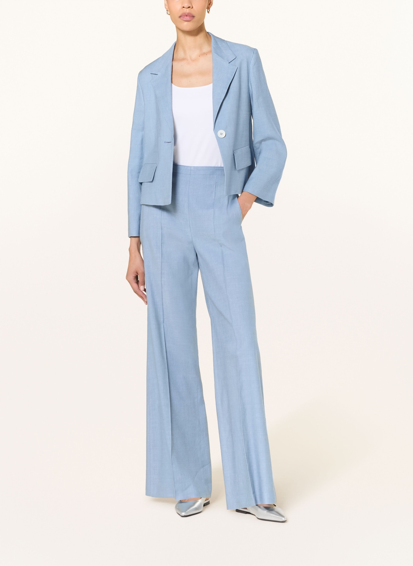 windsor. Spodnie z marlony z lnem: JASNONIEBIESKI