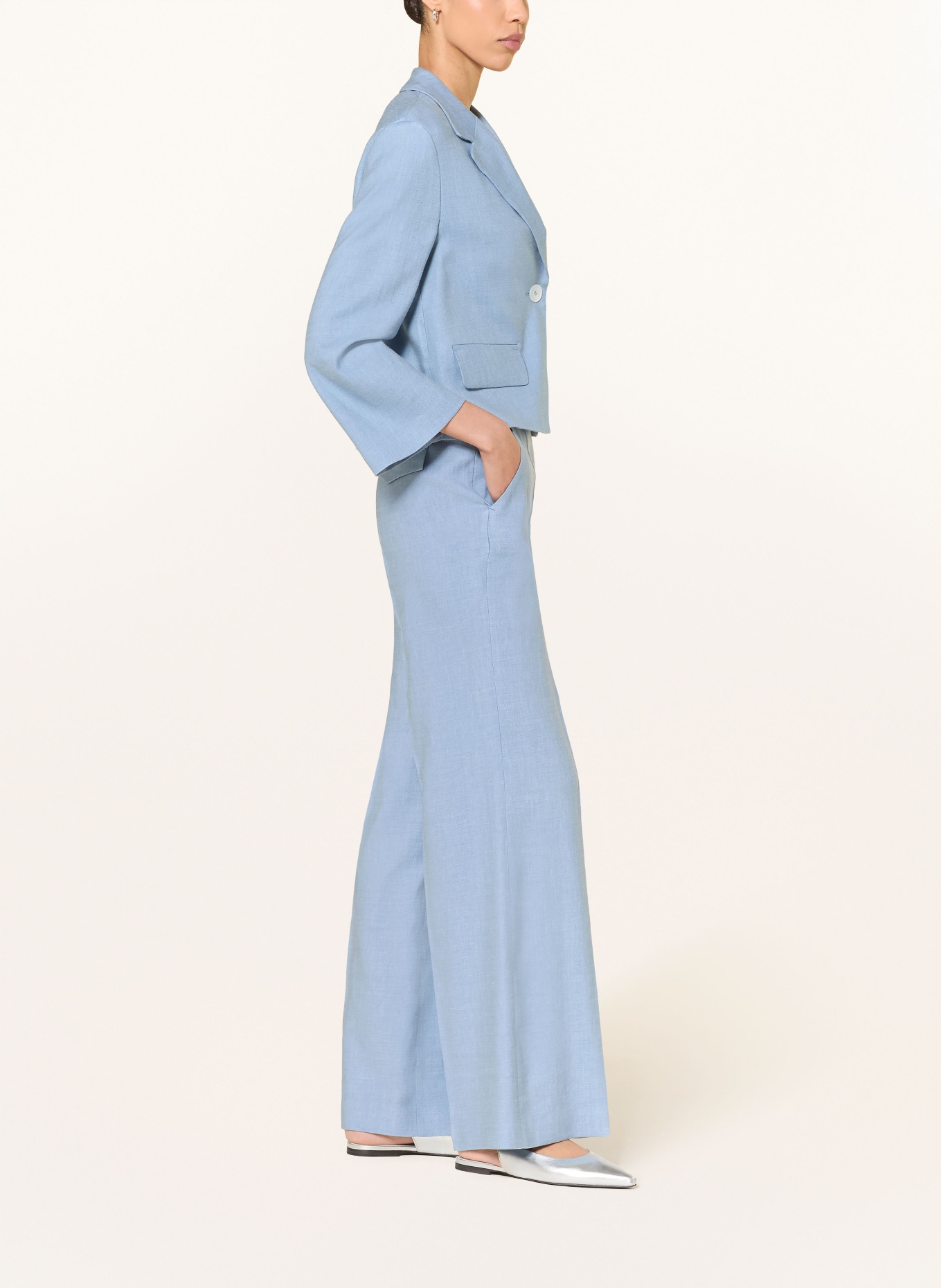 windsor. Spodnie z marlony z lnem: JASNONIEBIESKI