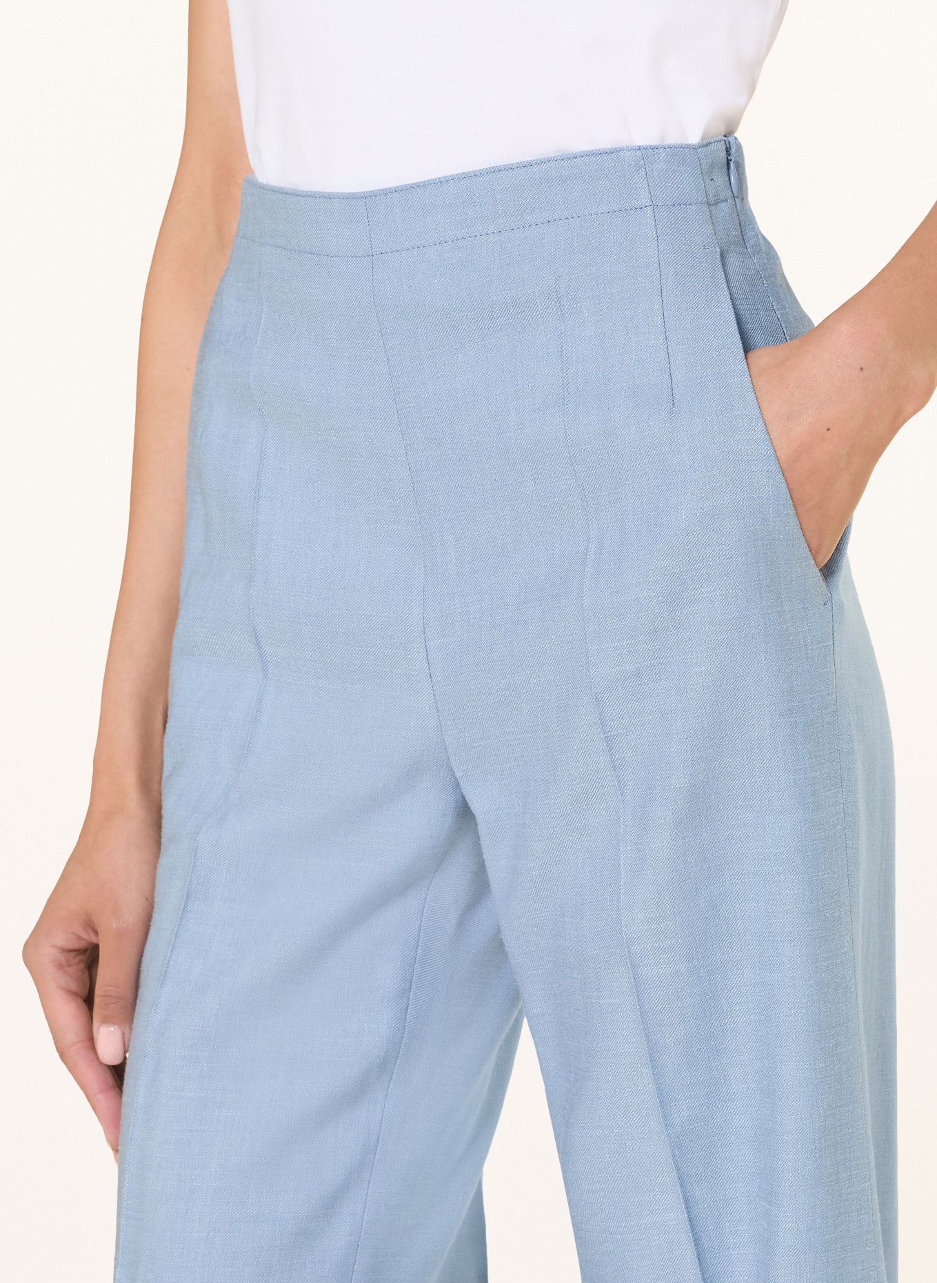 windsor. Spodnie z marlony z lnem: JASNONIEBIESKI