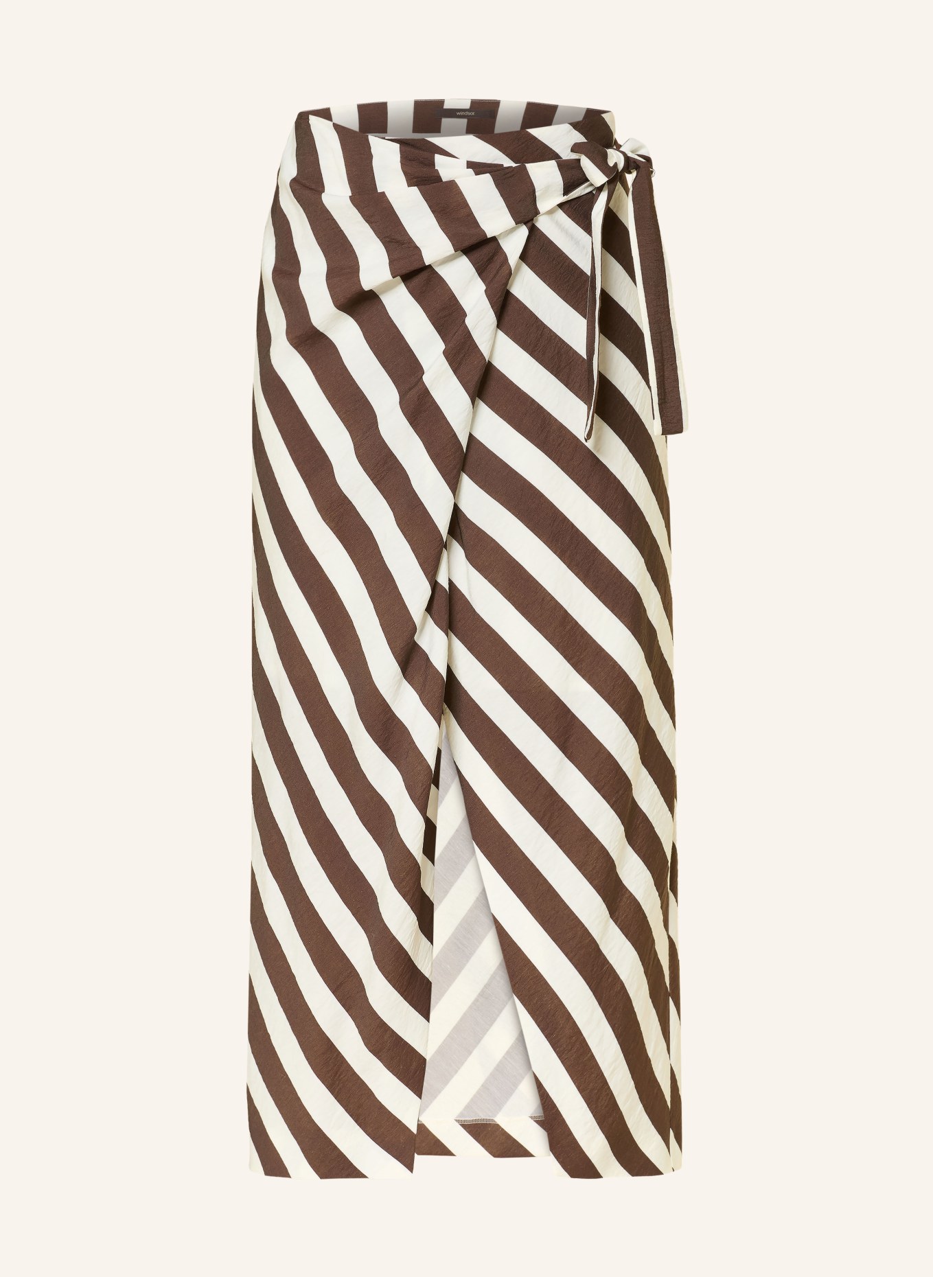windsor. Wrap-style skirt: WHITE / DARK BROWN