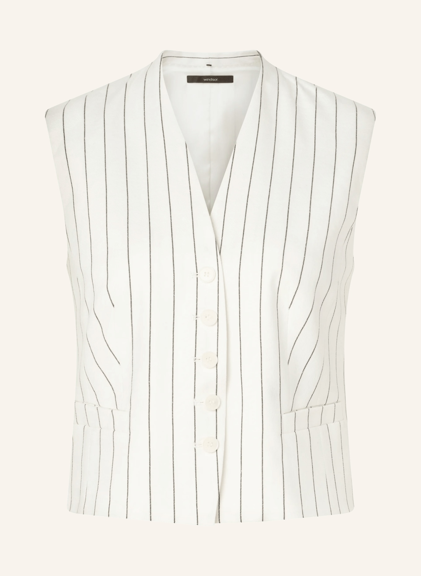 windsor. Sako bez rukávů s lněným vzorem: KRÉMOVÁ / ČERNÁ