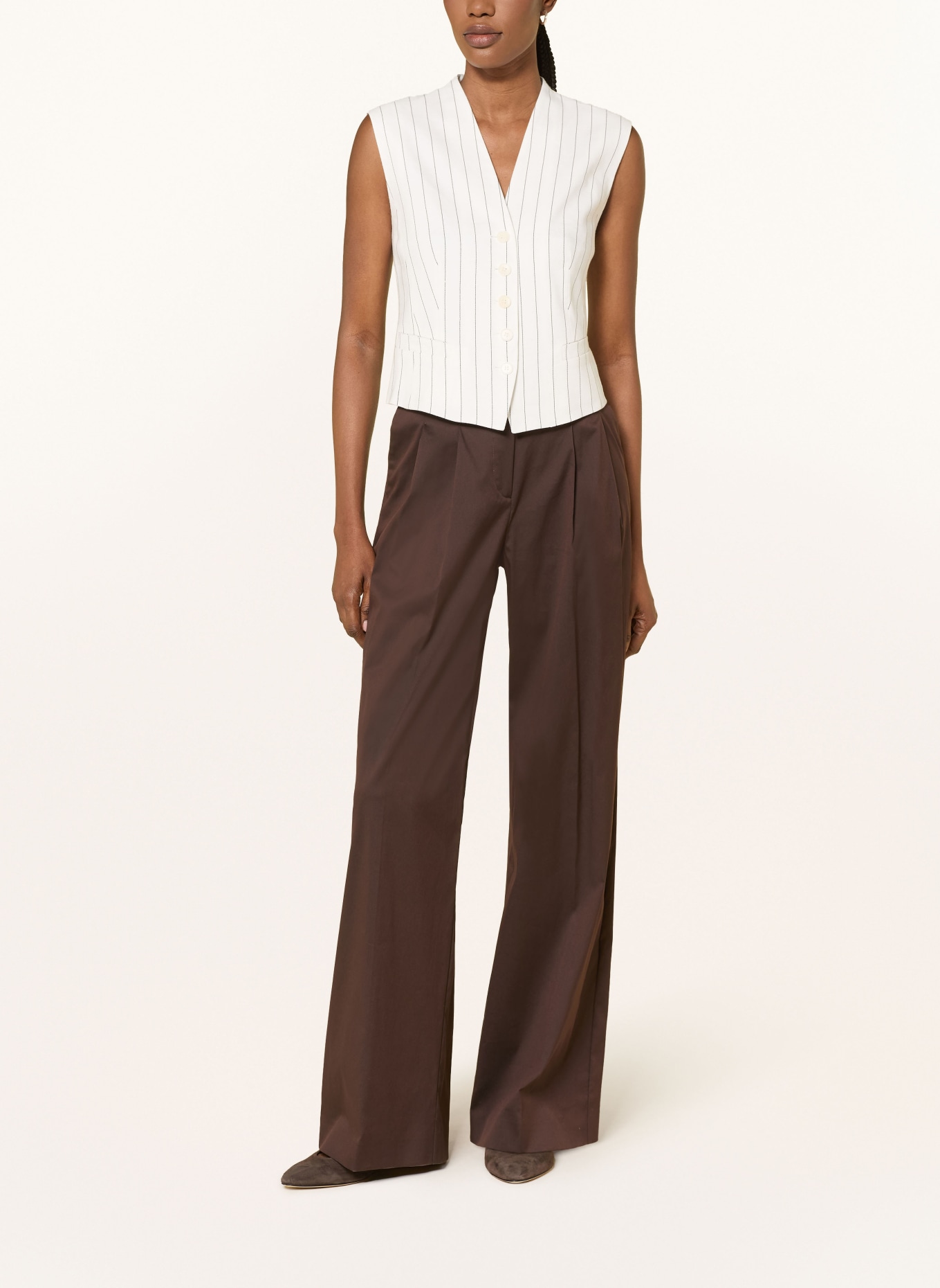 windsor. Sako bez rukávů s lněným vzorem: KRÉMOVÁ / ČERNÁ