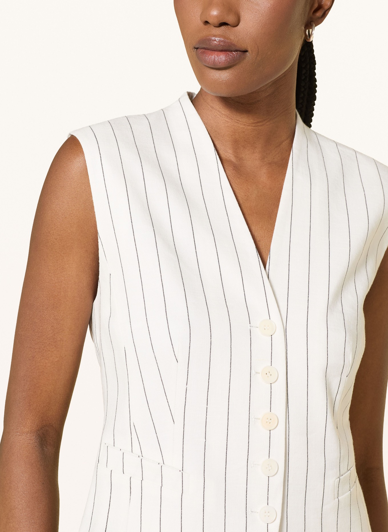 windsor. Sako bez rukávů s lněným vzorem: KRÉMOVÁ / ČERNÁ