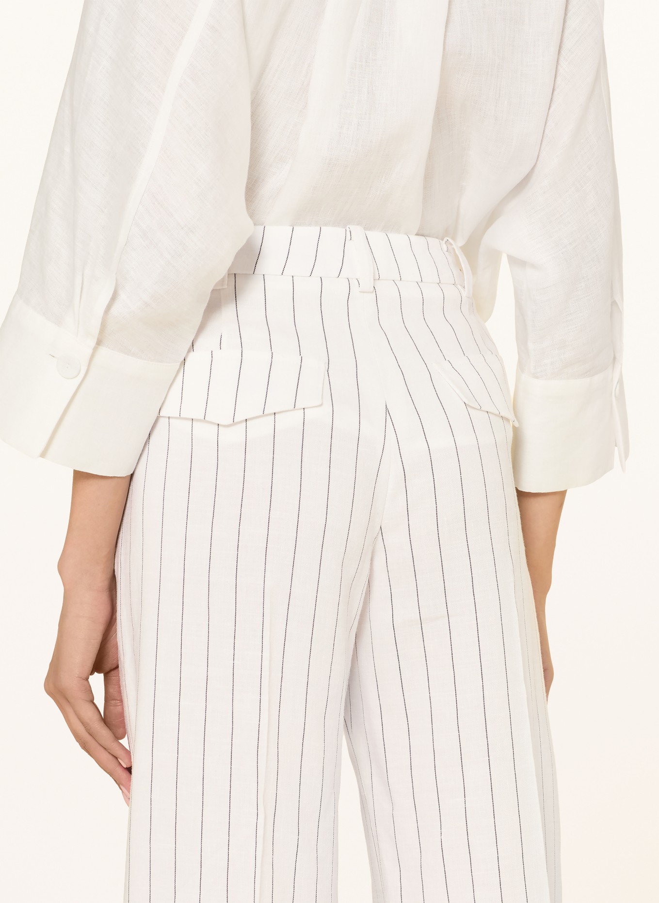 windsor. Marlenehose mit Leinen: ECRU / DUNKELGRAU