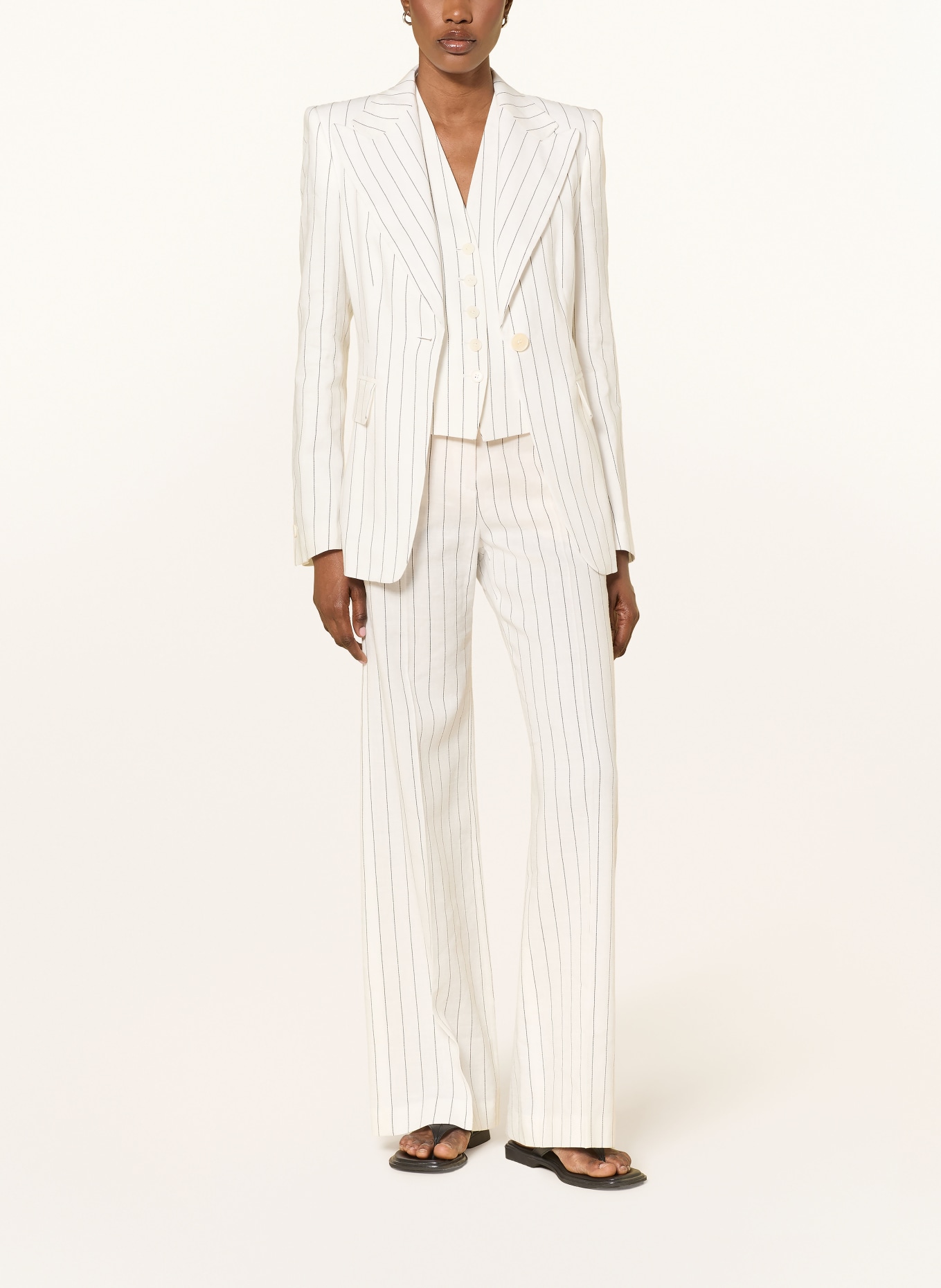 windsor. Blazer van linnen: WIT / ZWART