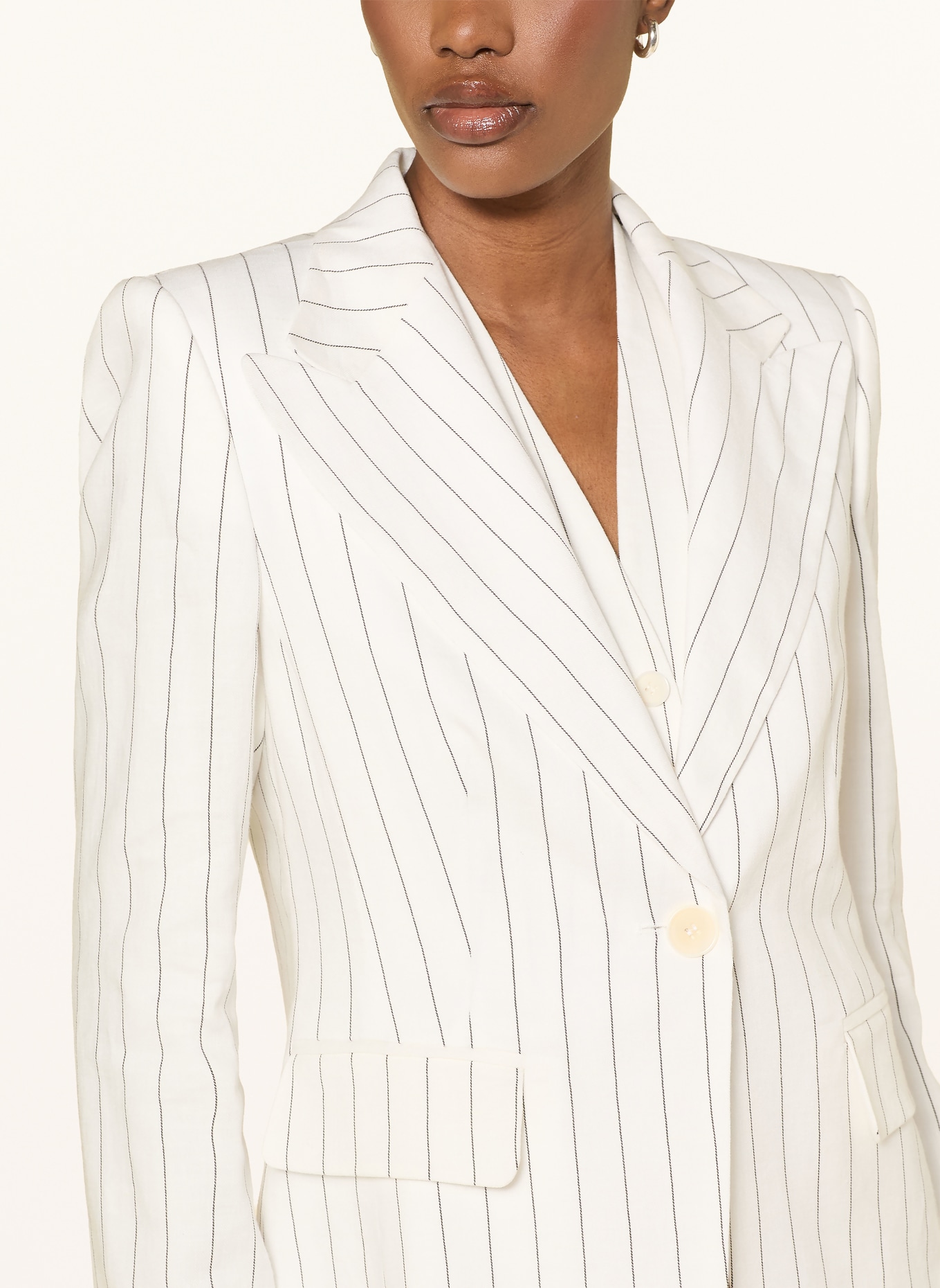 windsor. Blazer van linnen: WIT / ZWART