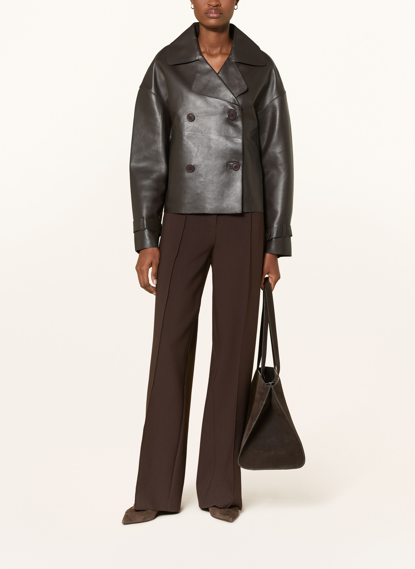 darling harbour Leather jacket: CHOCOLATE
