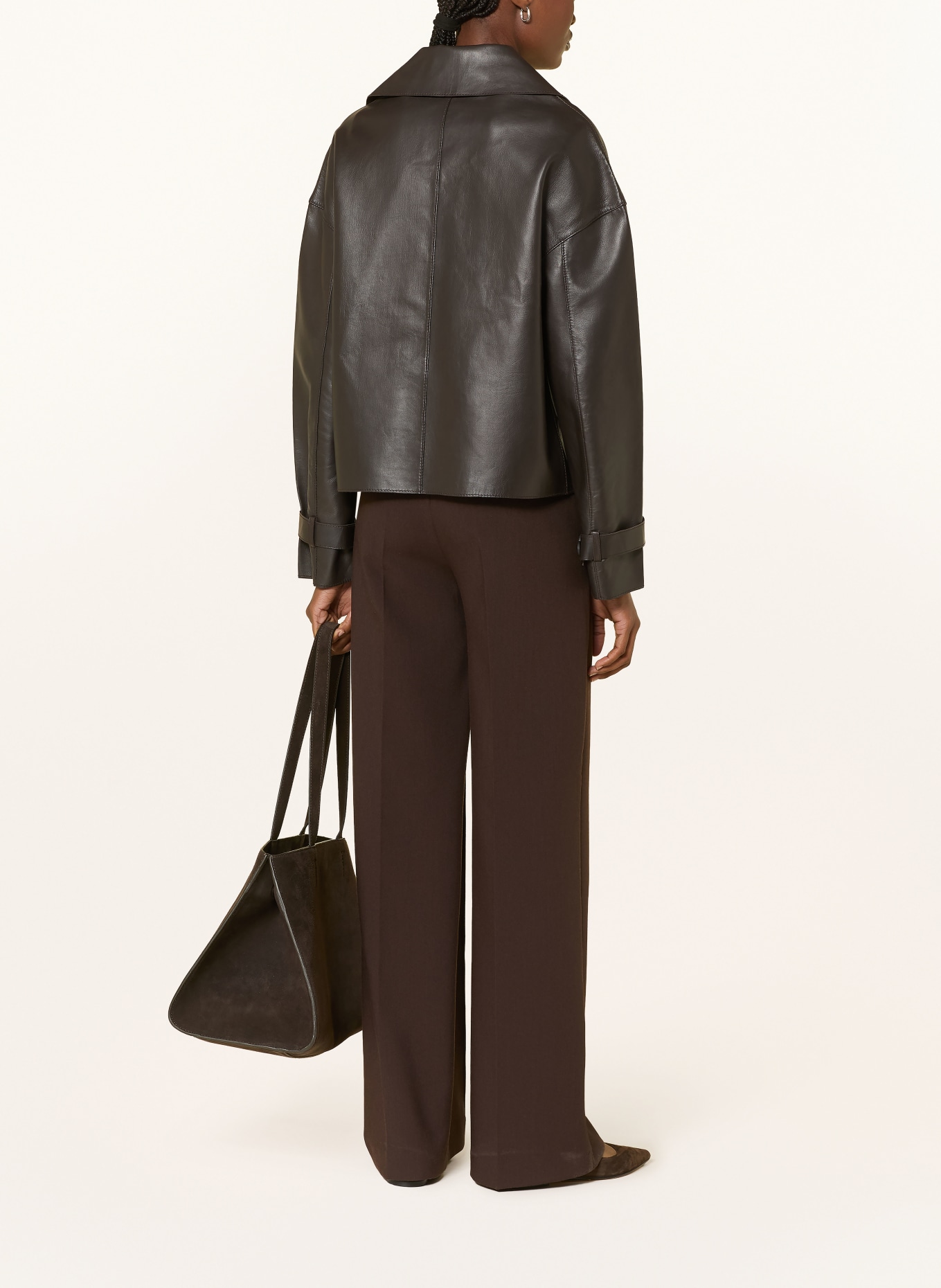 darling harbour Leather jacket: CHOCOLATE