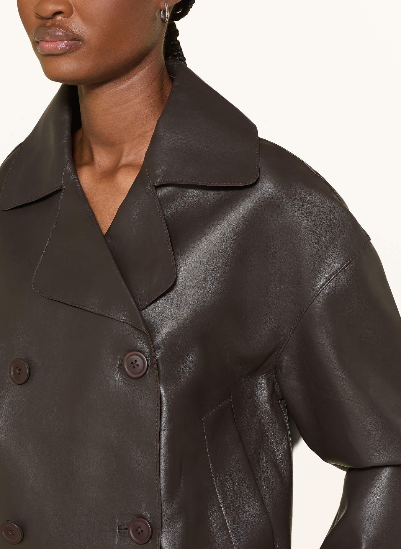 darling harbour Leather jacket: CHOCOLATE