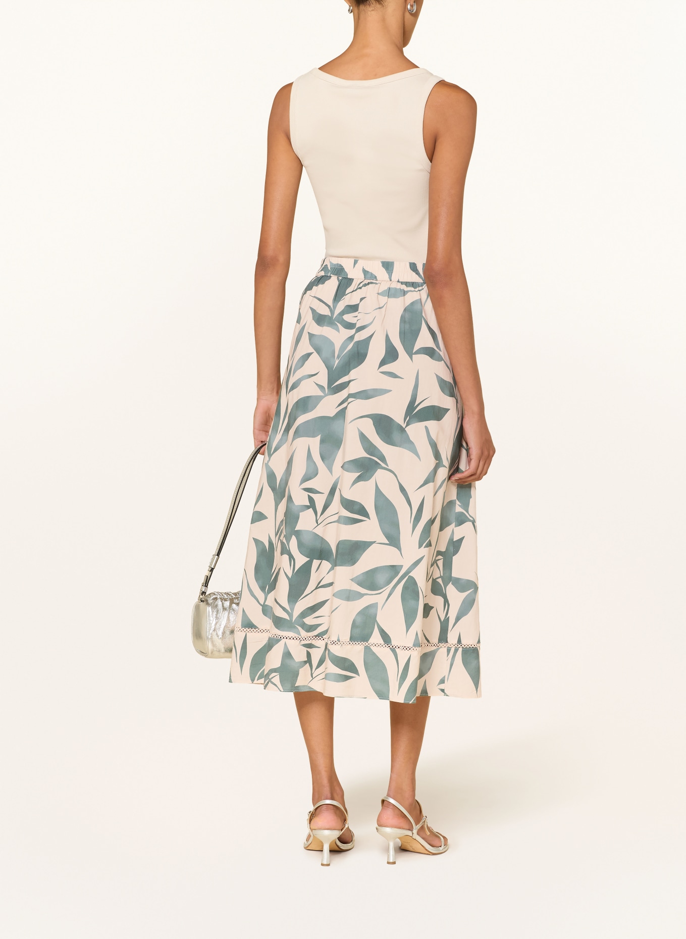 BETTY&CO Pleated skirt: GREEN / BEIGE