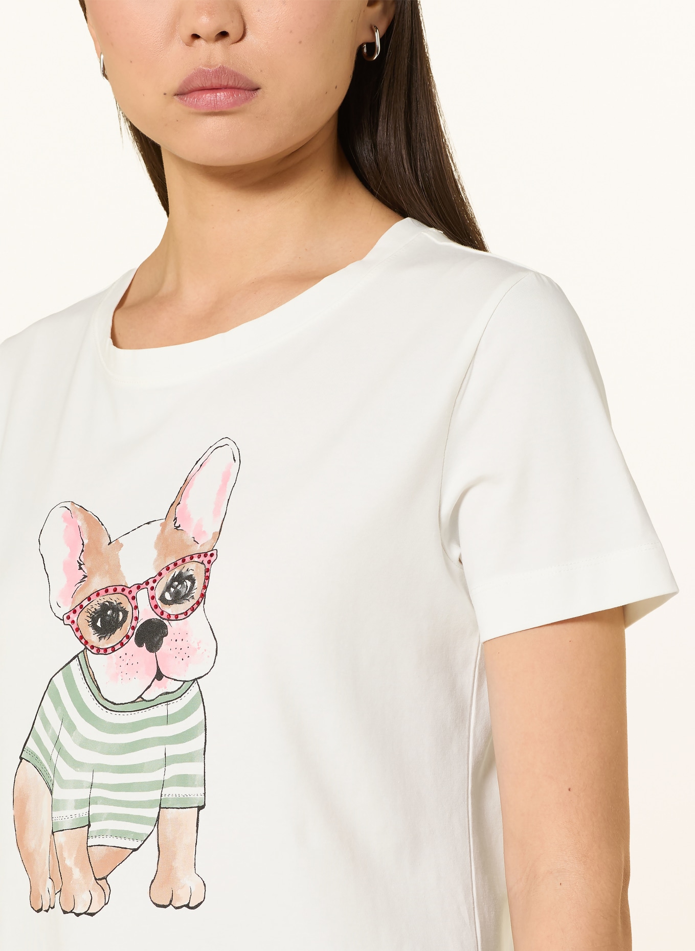 BETTY&CO Tričko: KRÉMOVÁ / ČERVENÁ / ZELENÁ